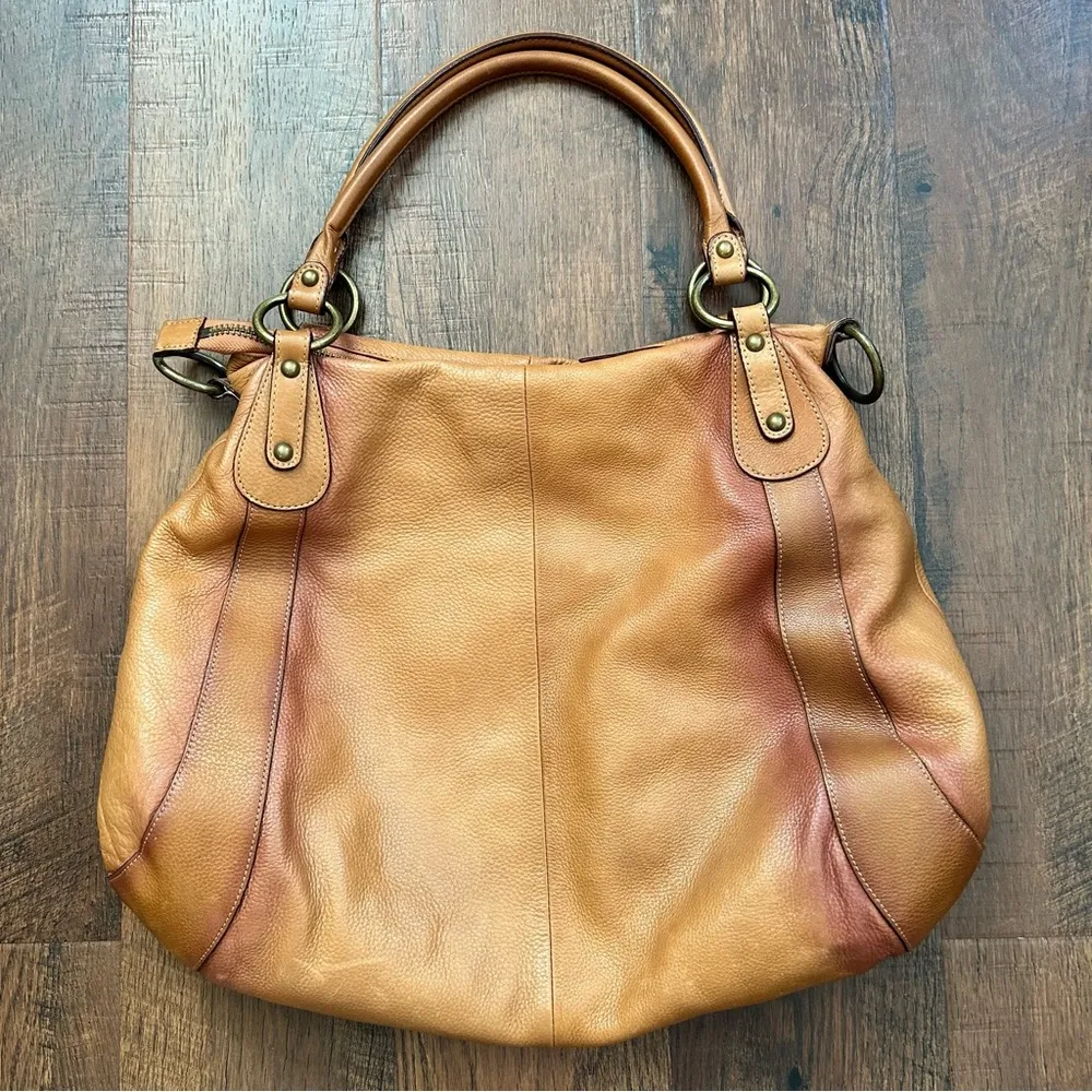 ombré tan/brown leather hobo shoulder bag - Image 2