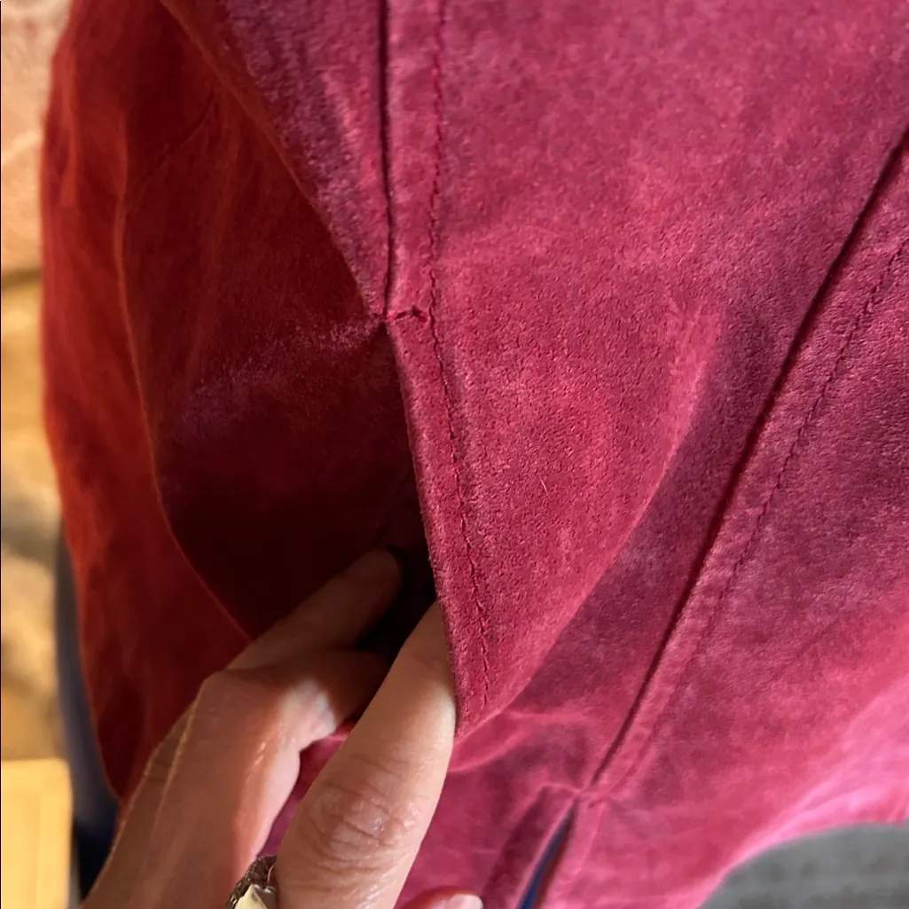 Live a little Vtg leather suede maroon pink western button up women jacket M Size M - Image 4