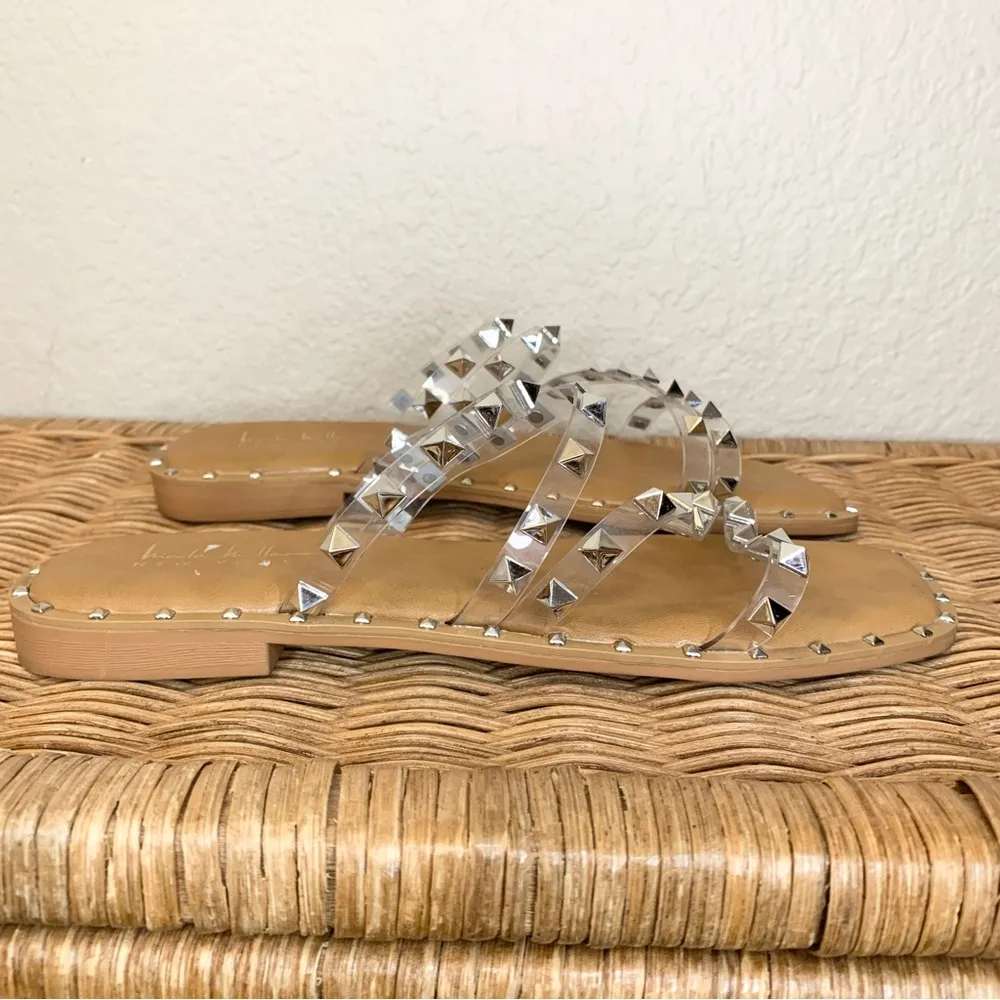 Nicole Miller New York Clear Stud Strappy Sandal Size 8.5 - Image 4