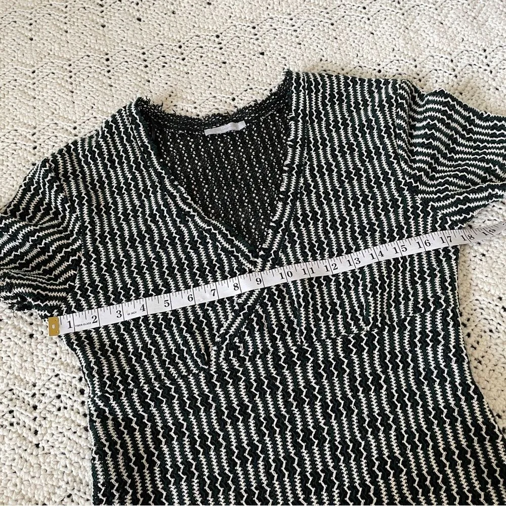 Zara W&B Collection Striped Crochet Faux Wrap Dress Green/White (Medium) beach - Image 4