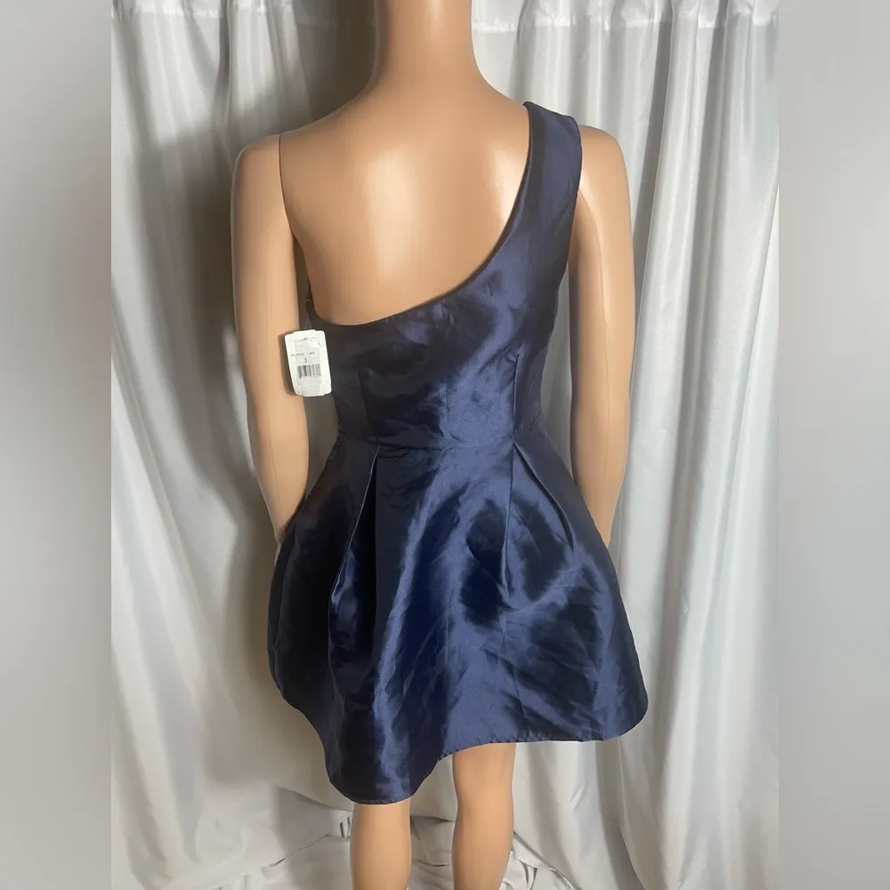 Midnight Blue Juniors Size 3 Rhinestone Elegant One-Shoulder Mini Navy Dress NWT - Image 3