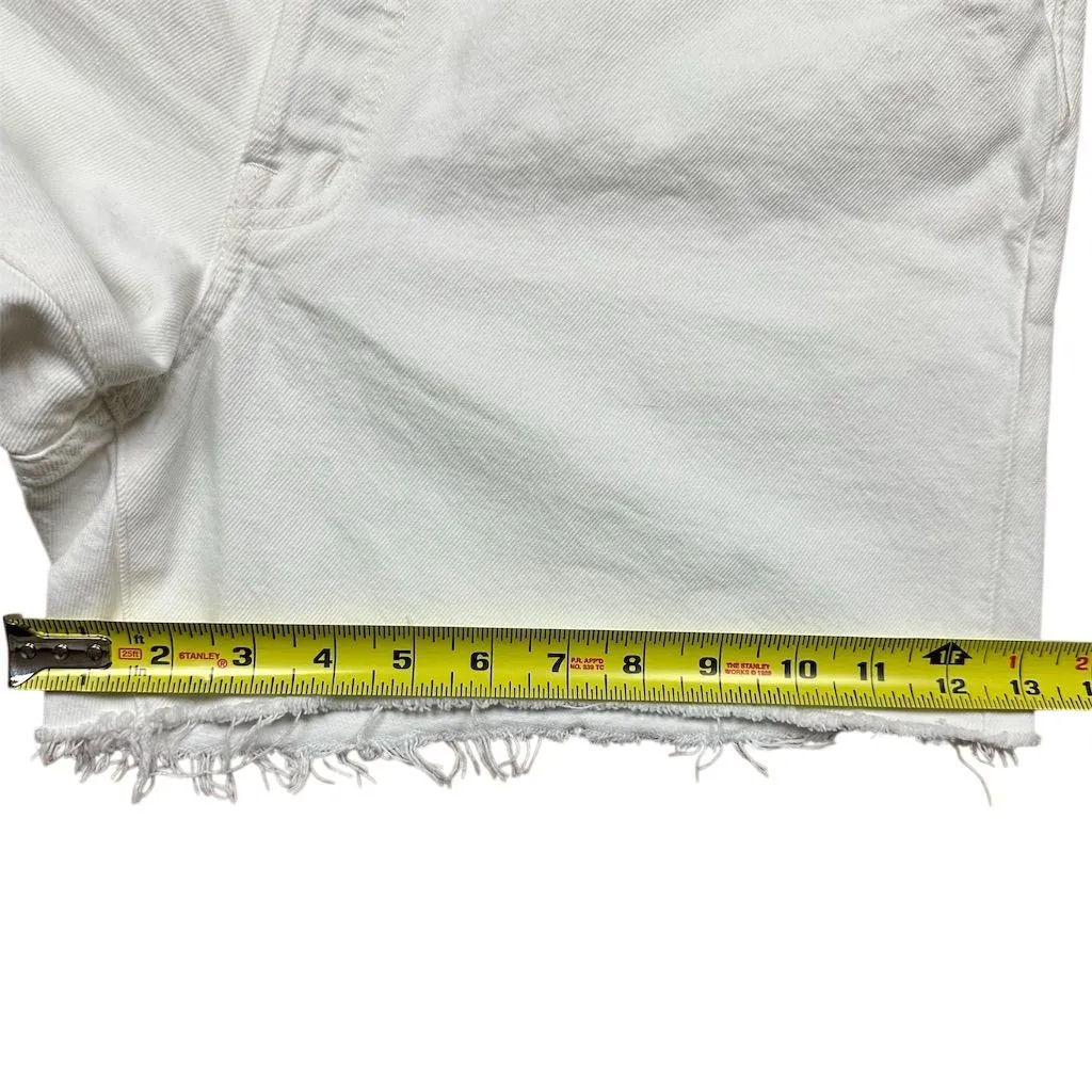 NWT Madewell Women's Brynn Long Short Denim White Size 30 Frayed Hem - Image 13