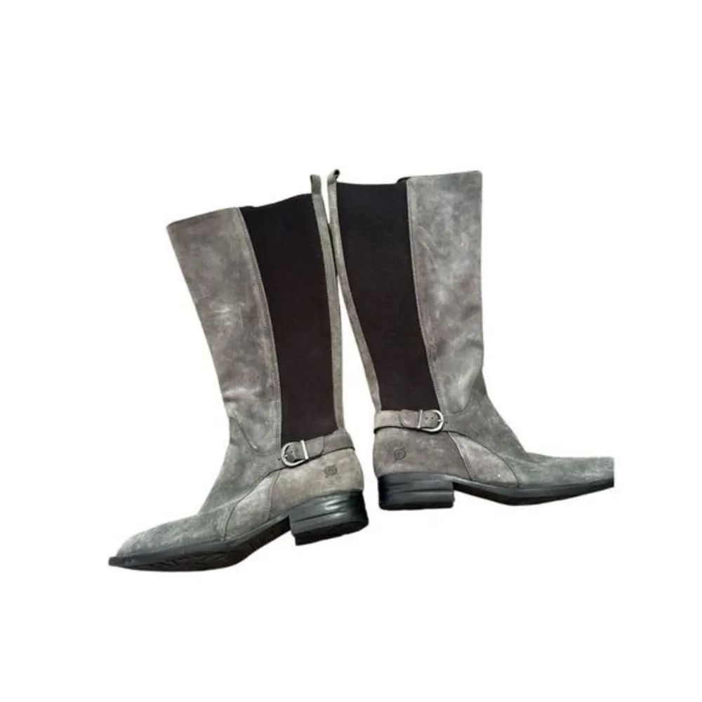Born Womens Grey Suede Leather Strechy Slip On Riding Knee Boot sz 8 Equestrian Gray - Image 7
