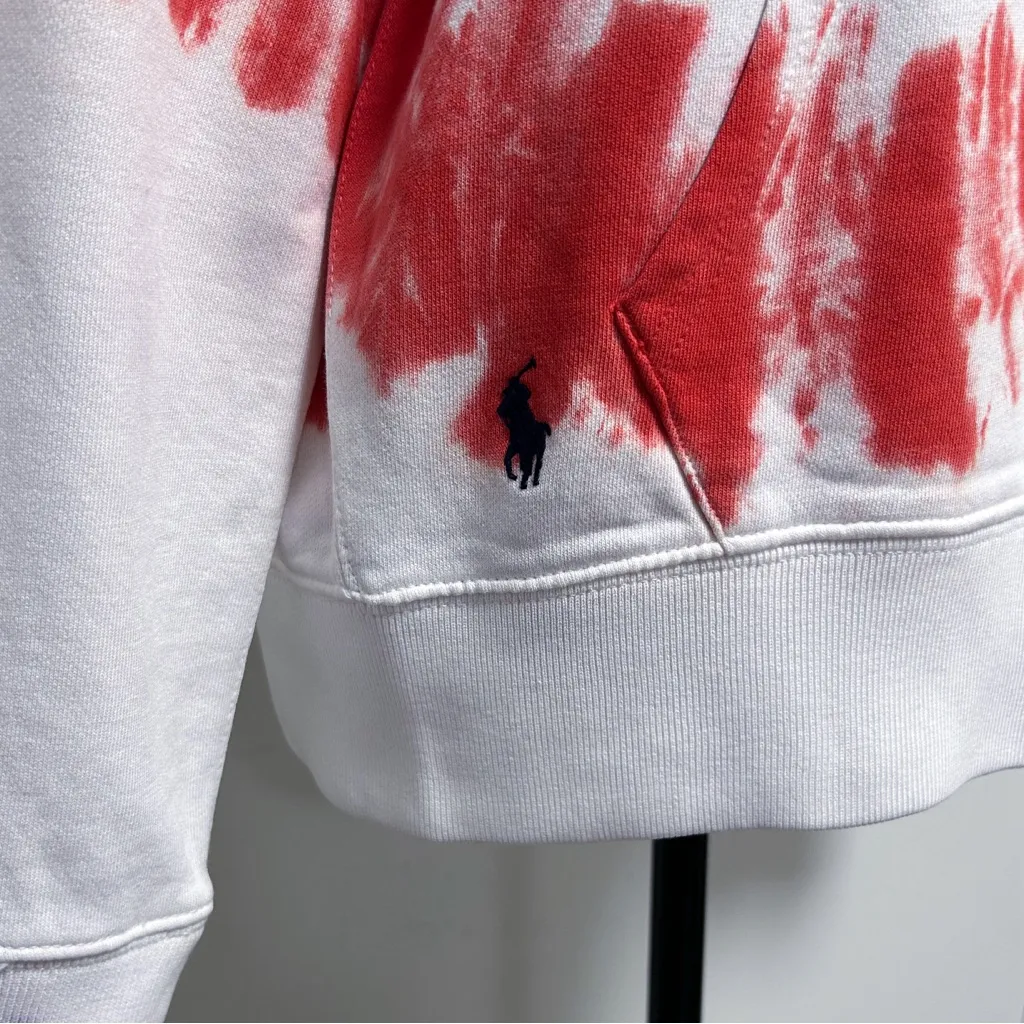 Polo Ralph Lauren Red White Blue Team USA 2020 Tie Dye Hooded Sweatshirt Small - Image 4