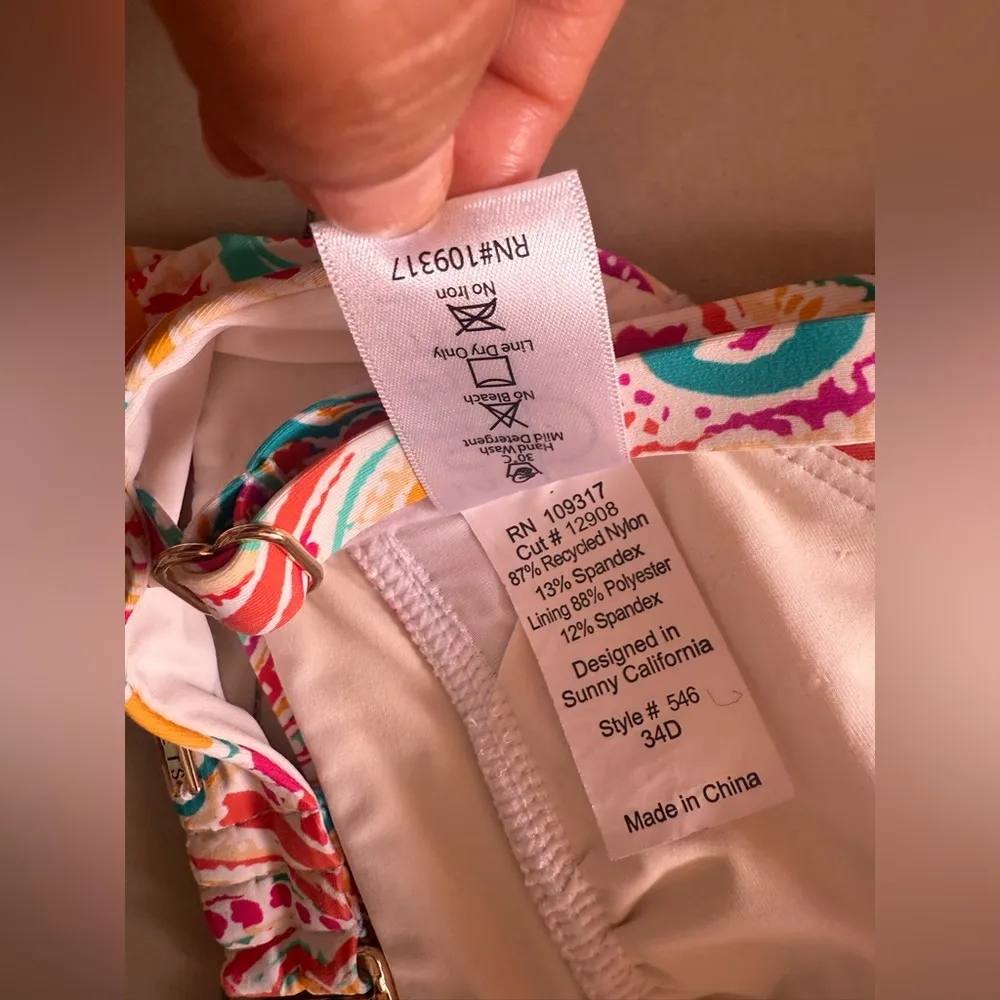 Colorful Paisley Ruffle Bikini Top Orange Size undefined - Image 8