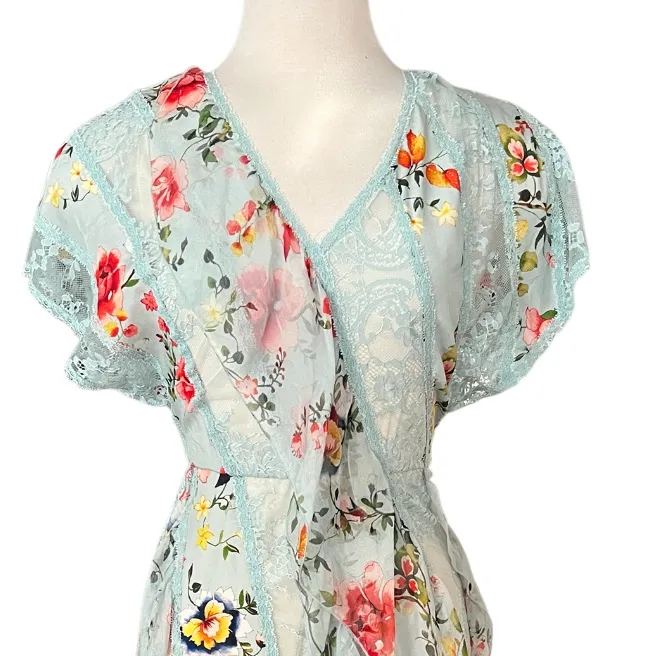 Alice and Olivia Kadence Silk and Lace Godet Dress w/ Ruffled Frills Size 4 - Image 10