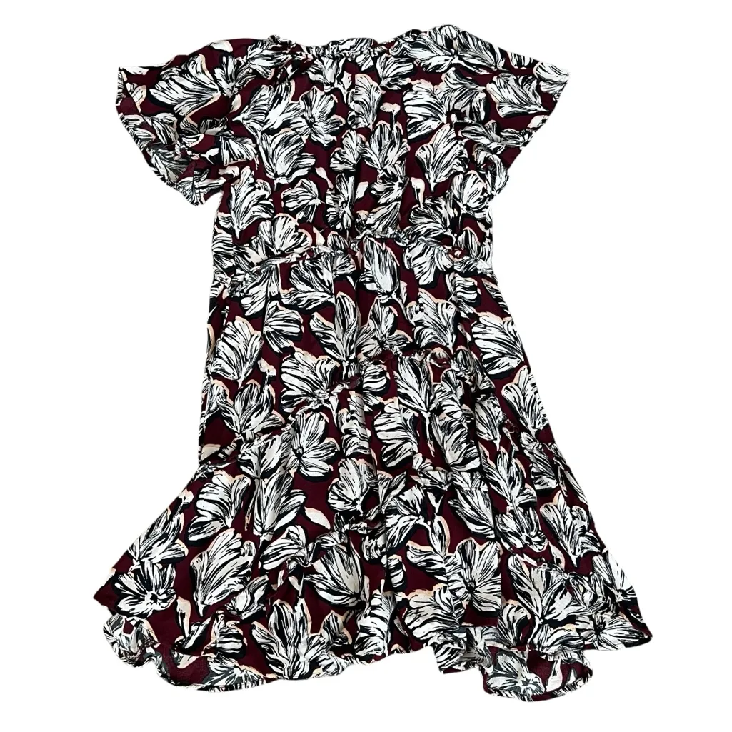 Anthropologie Women’s Robin Floral Wine Burgundy Print Ruffle Tiered Mini Dress - Image 5