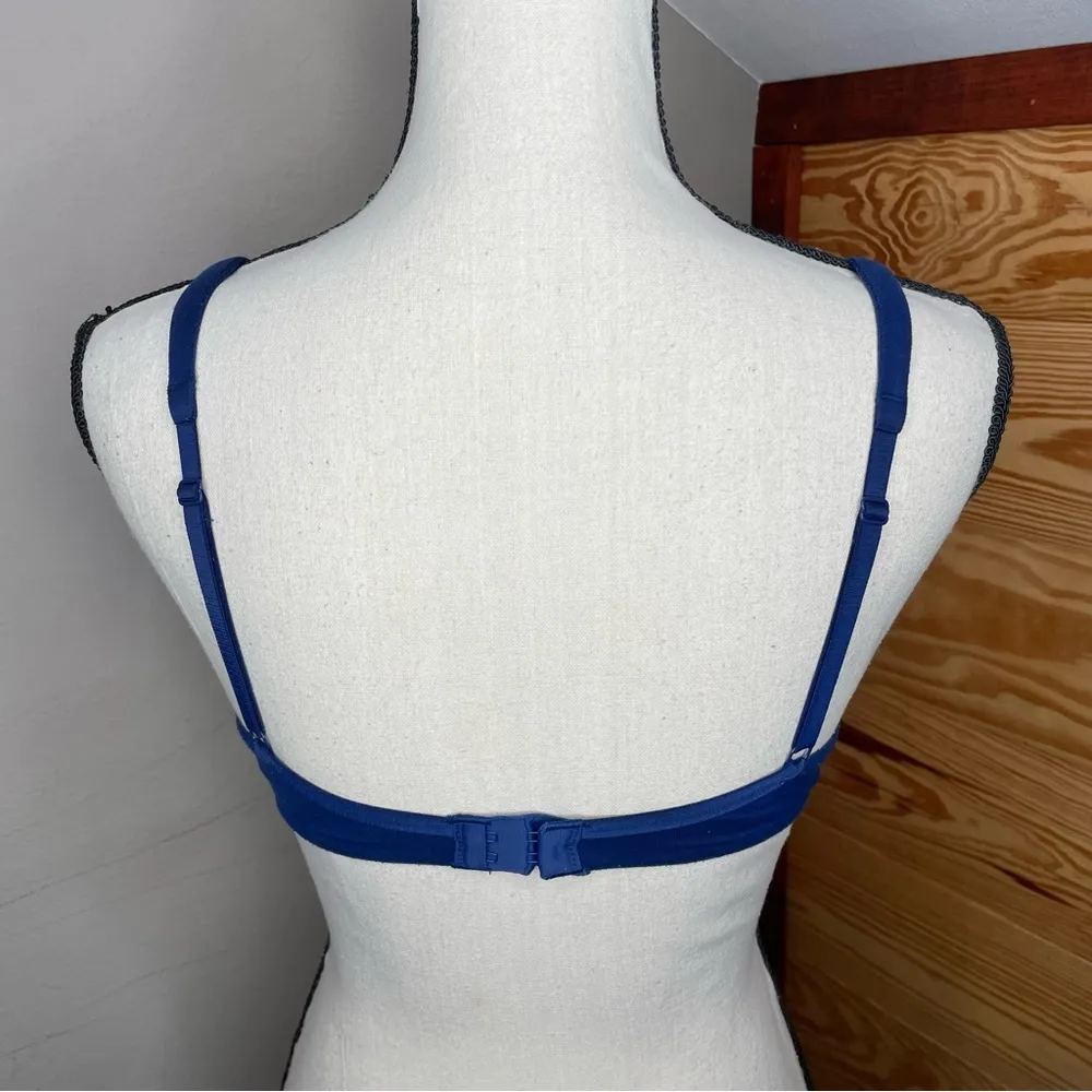 Victoria’s Secret Lined Perfect Coverage Lace Blue Bra 32D - Image 3