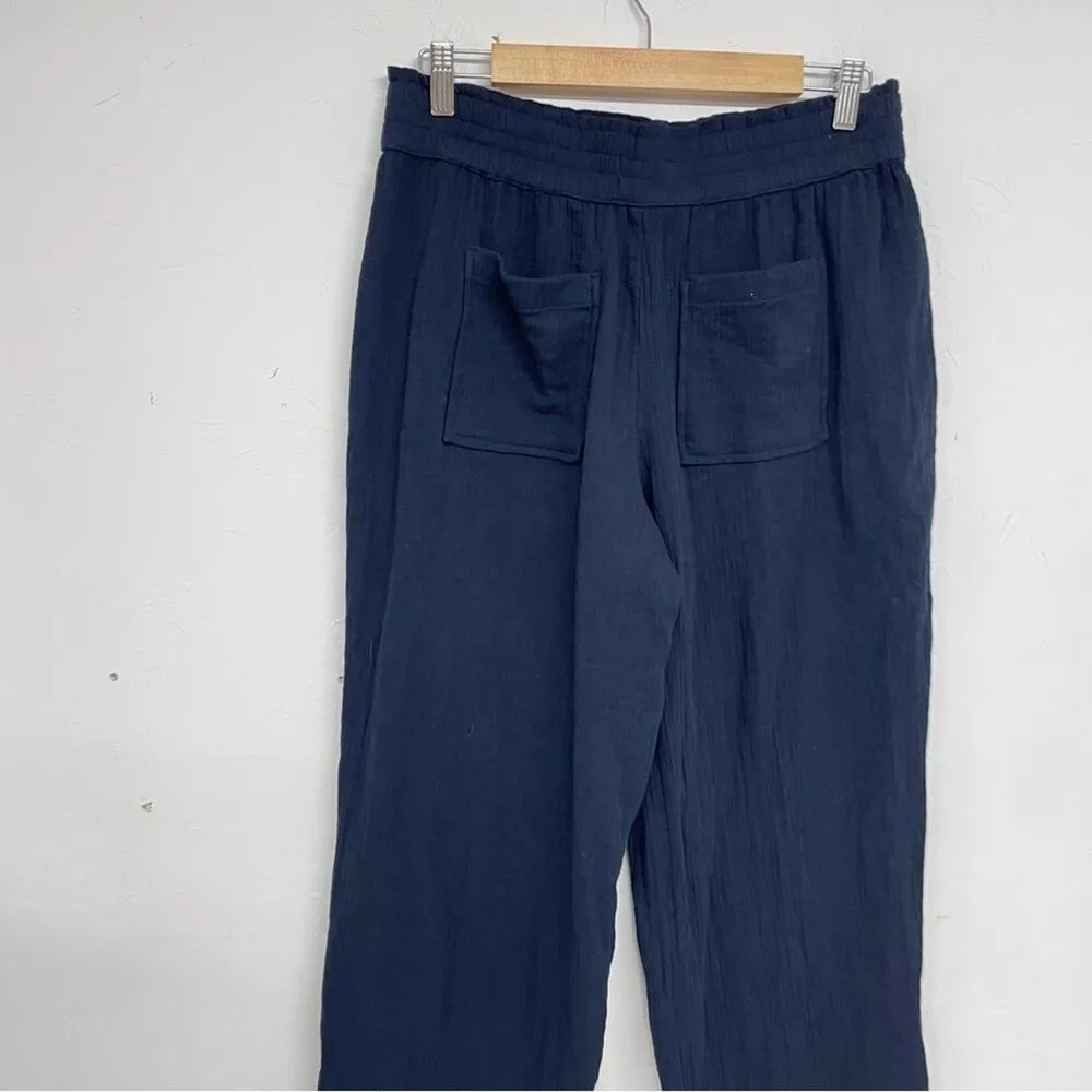 Loft Navy Blue Pull On Casual Wide Leg Dress Pants Womens S Comfort Stretch - Image 6