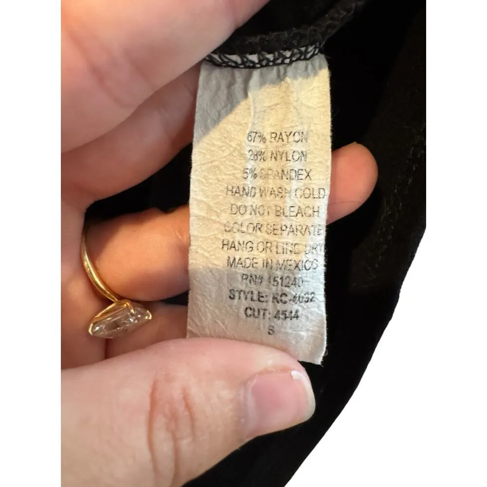 Rolla Coster Women’s Small Bodycon Midi Dress Black Sheath Knit Stretch Zipper - Image 5