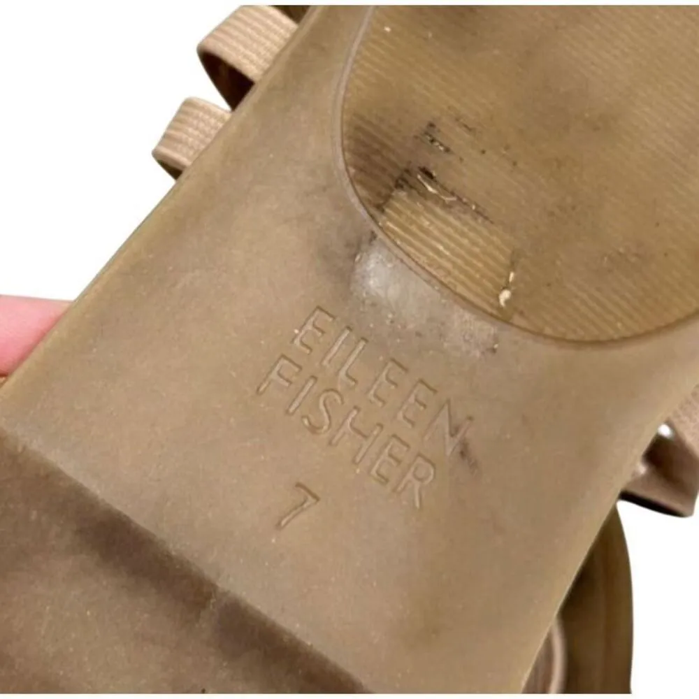 Eileen Fisher‎ Sandals Size 7 Tan Rato Casual Elastic Gladiator Flats Open Toe - Image 7