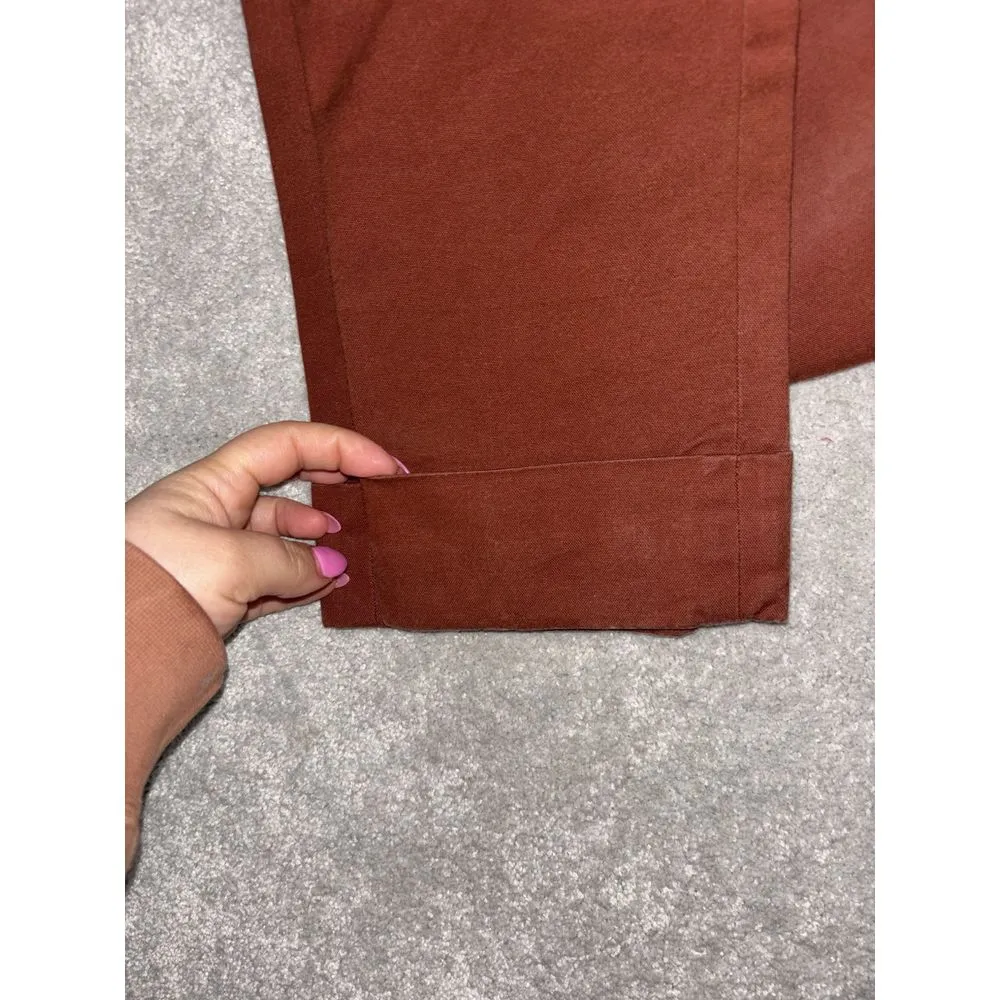 Brooks Brothers Size 6 Orange/Red Flat Front Straight Leg Cuffed Pants - Image 2