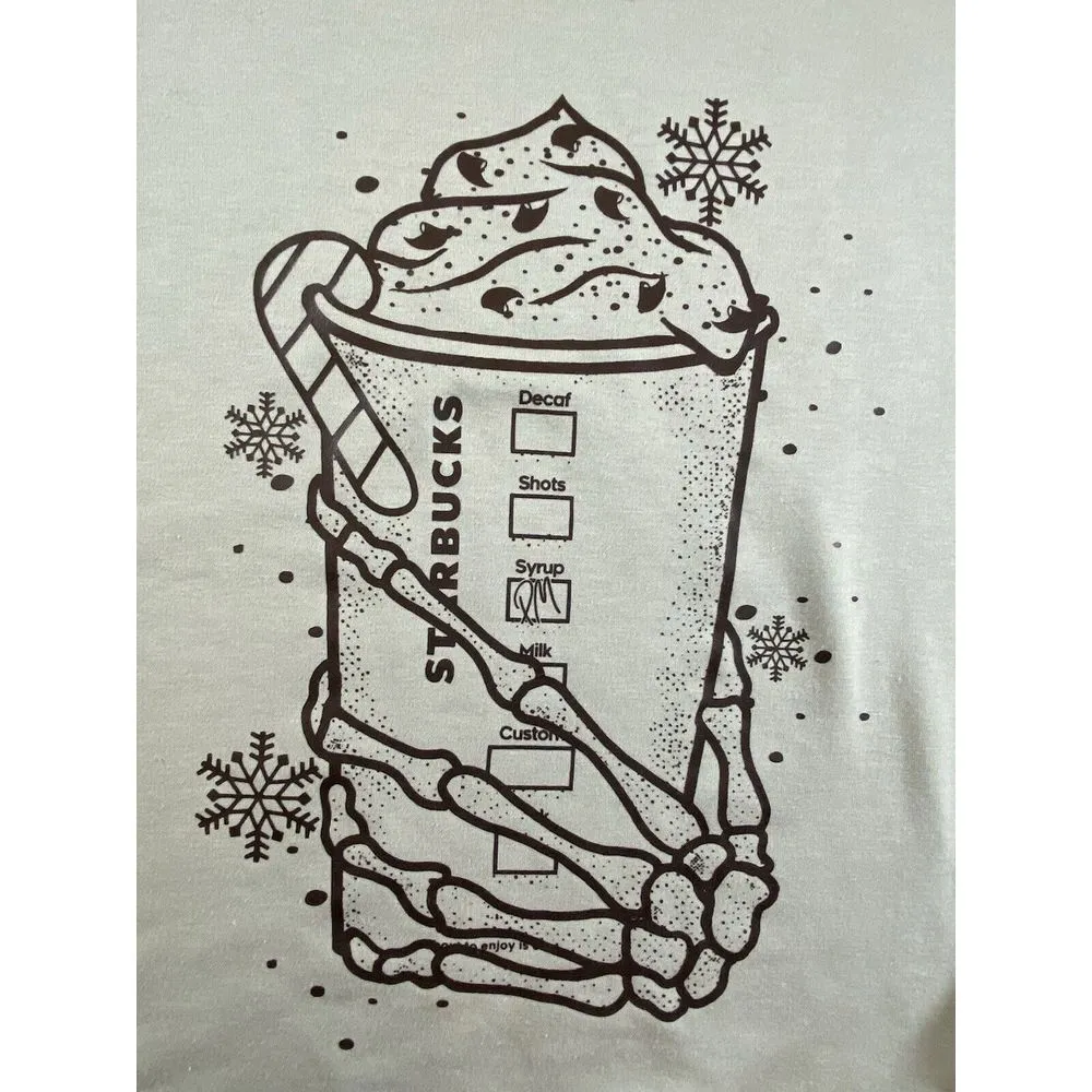 Starbucks Sweatshirt Womens Medium Halloween Christmas Candy Cane‎ Holiday Green - Image 2