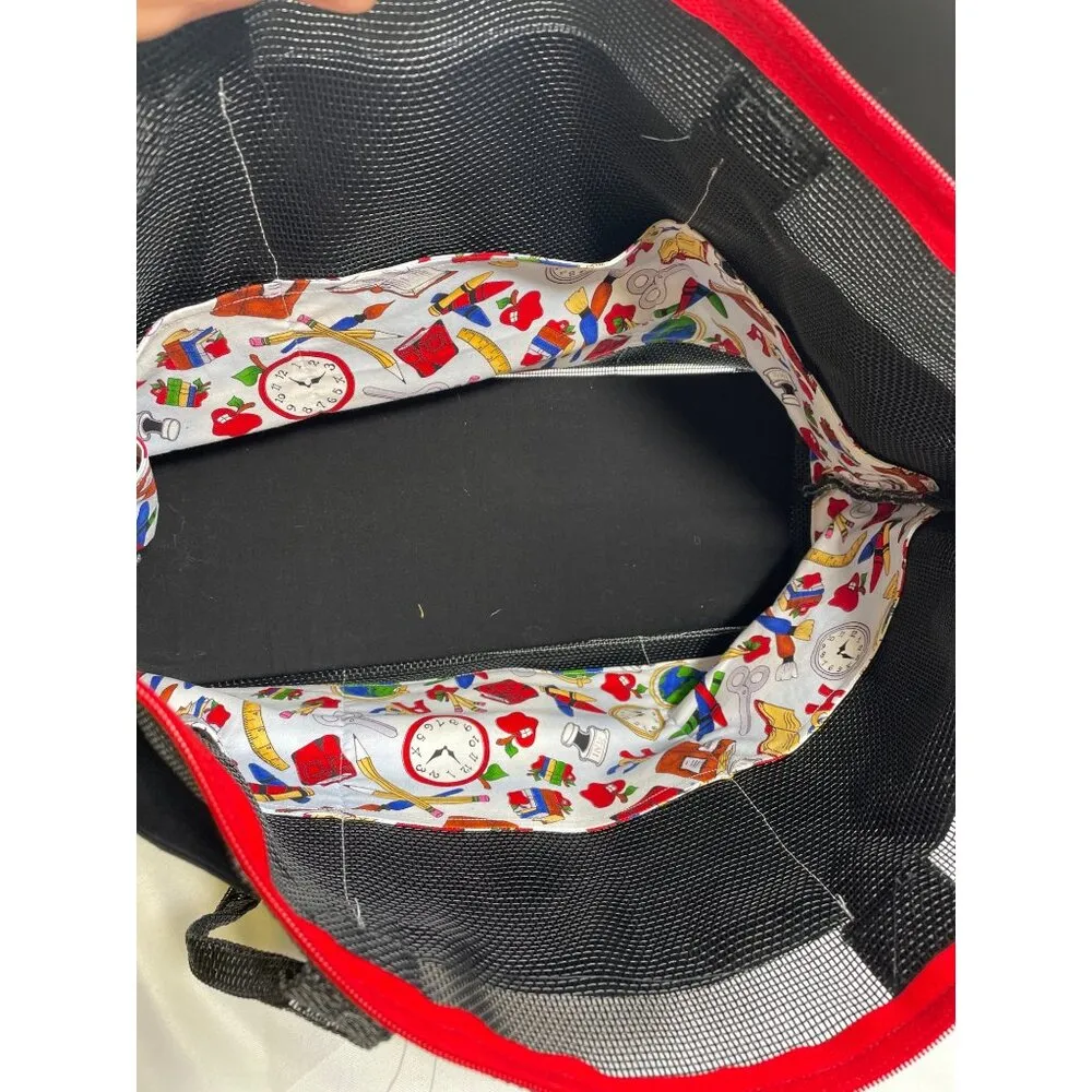 Colorful Womens Large Mesh Tote Bag SKU 7552 Black - Image 3