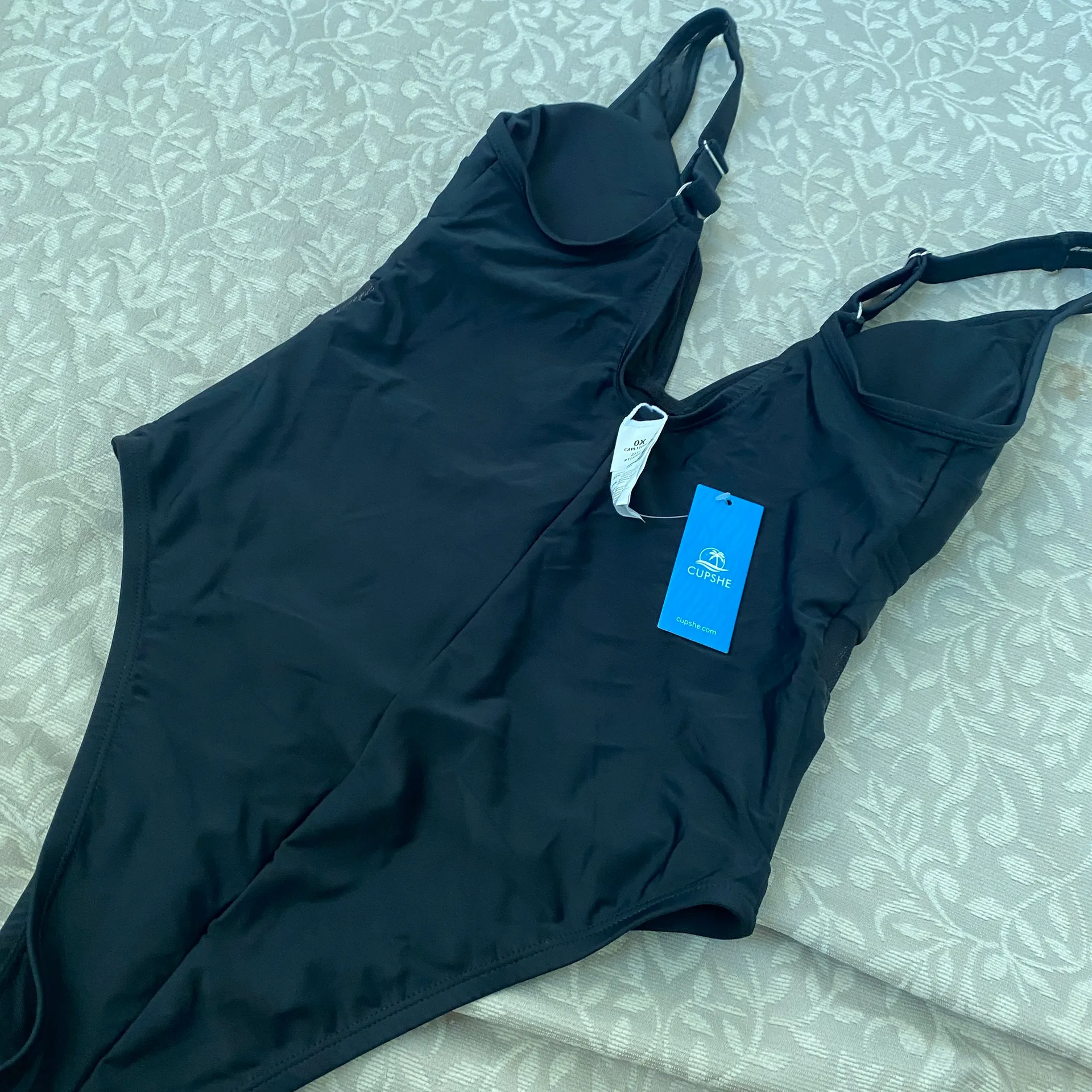 Women Plus Size One Piece Swimsuit V Neck Mesh Sheer Tummy Control Bathing - Image 4