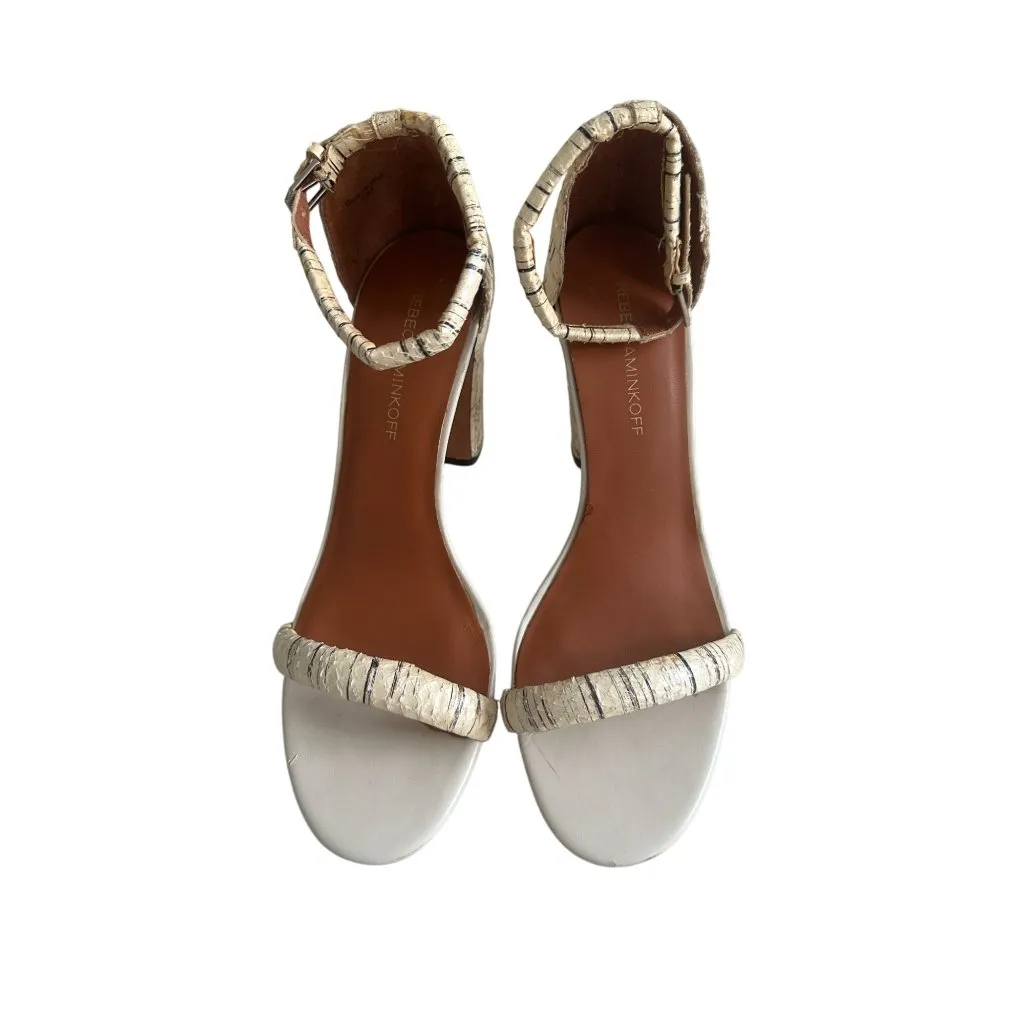 REBECCA MINKOFF Straw Woven Ankle Strap Heels Size 10 - Image 3