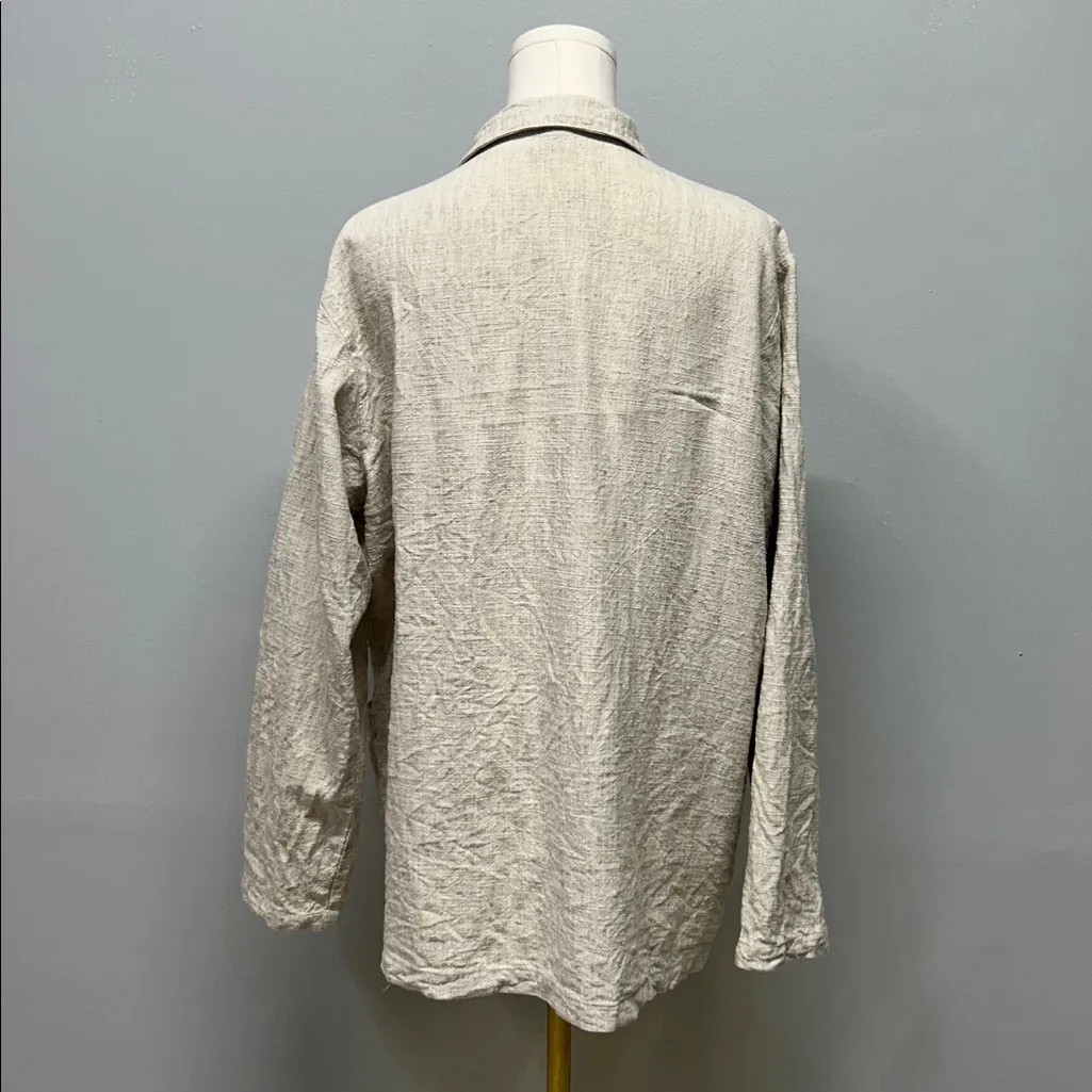 CP Shades Linen Shirt Medium Tan Earthy Lagenlook Coastal Boho Oversized Indie - Image 2