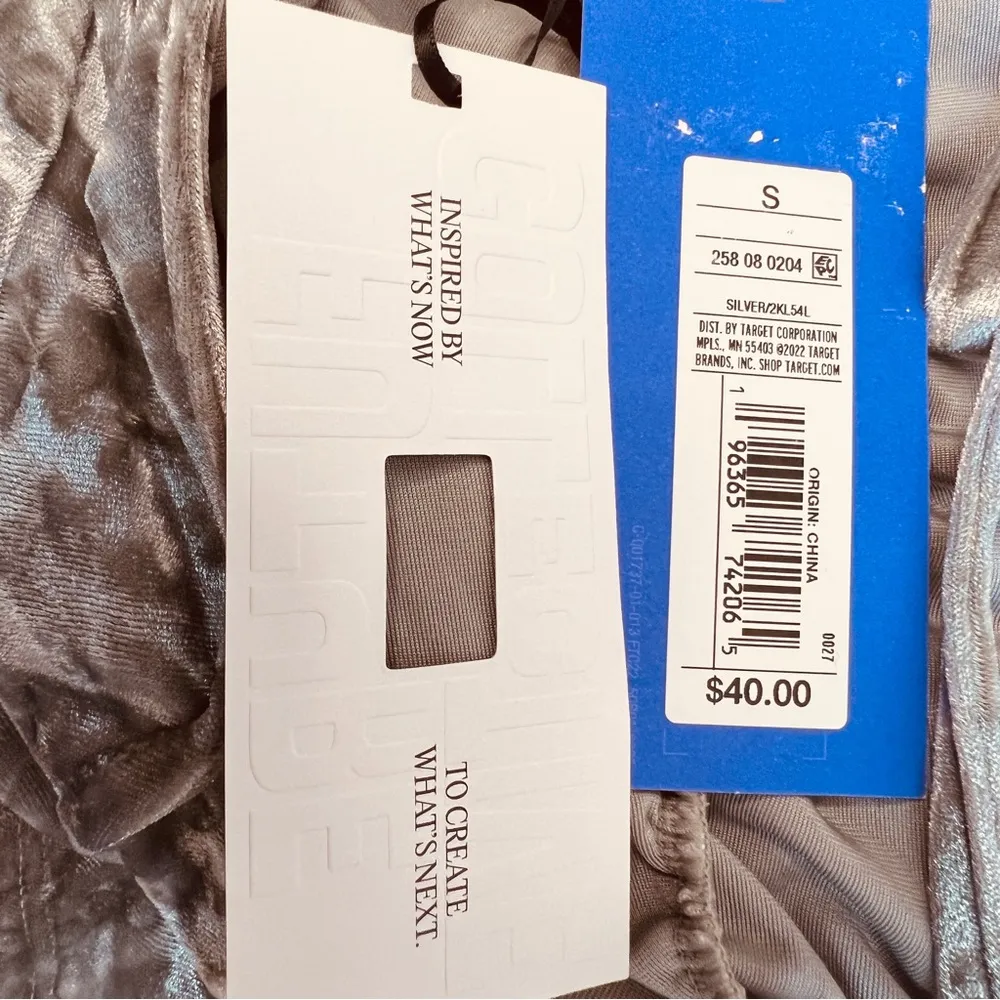 Future Collective Small Silver Velour Ruched Front Long Sleeve Open Back Dress - Image 12