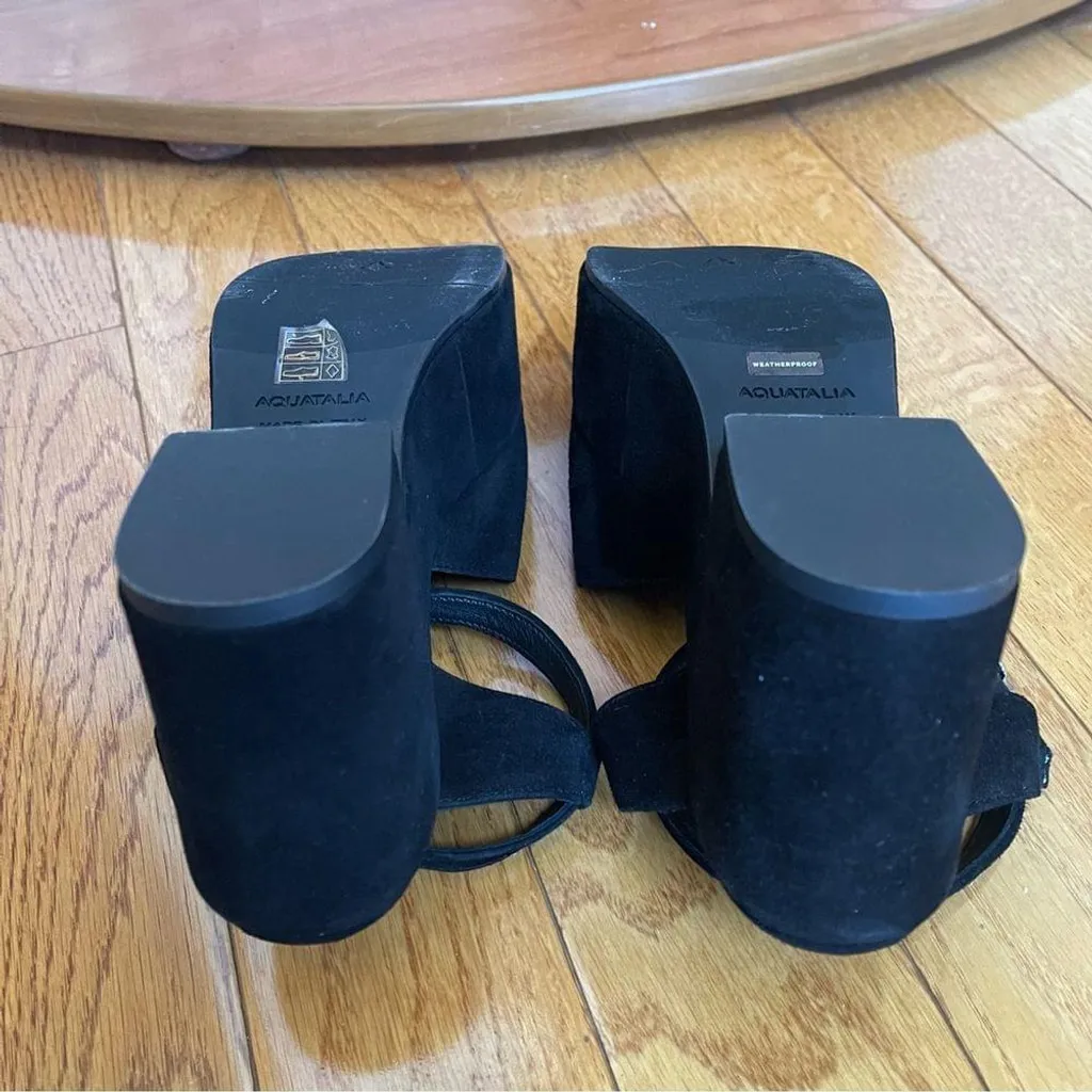 Aquatalia Women's Emmie Platform Heels Sandals suede black Sz 8.5 - Image 8