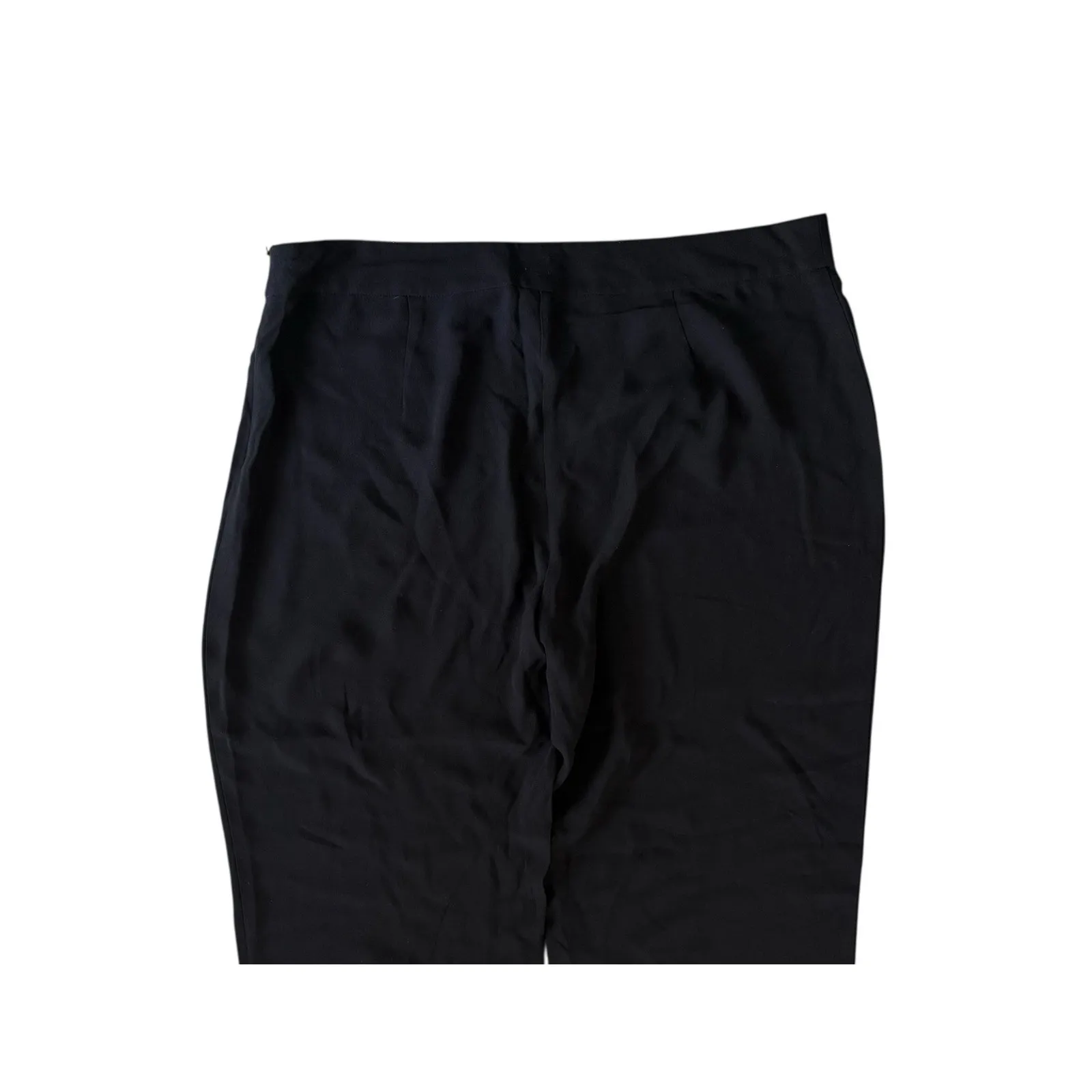 EILEEN FISHER Silk Georgette Crepe Full Length Straight Pants Zipper Black Large - Image 8