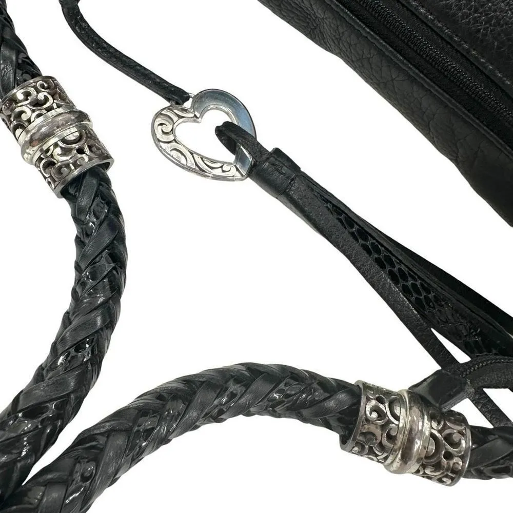 Brighton Barbados Soft Black Textured Leather Shoulder Bag - Image 5