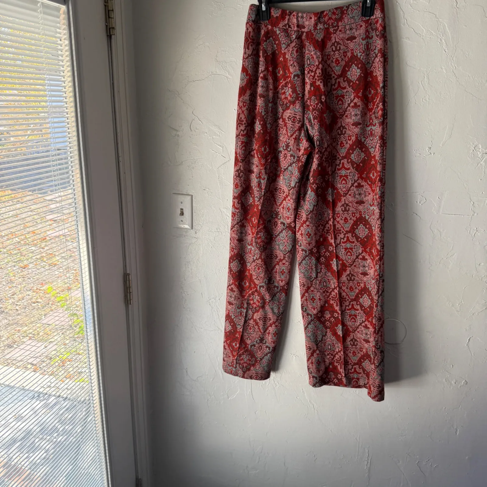 Bohemian 28 Paisley Wide‎ Leg Pants Festival Red Boho Hippie Flared Trousers - Image 7