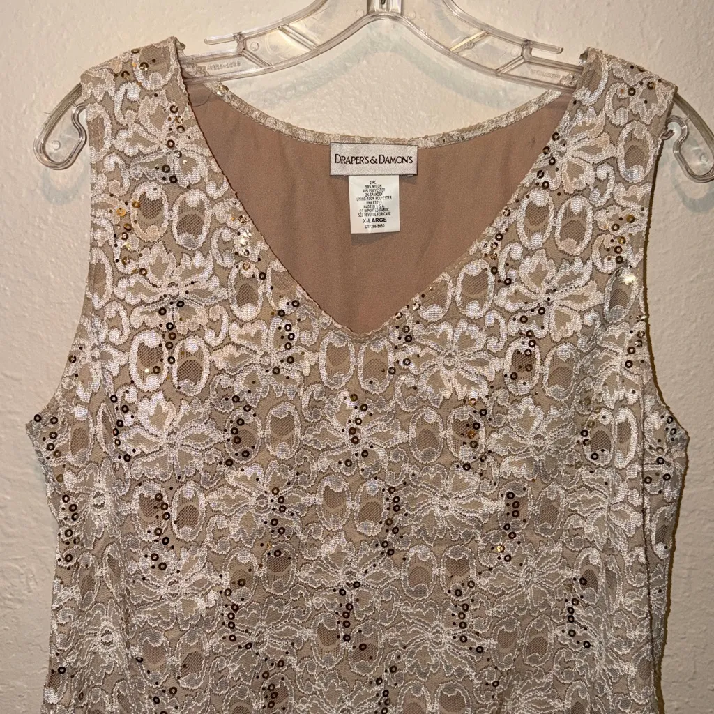 Dealers & Damons Women's Cream Lace and sequin Tops 2 piece set - Image 6