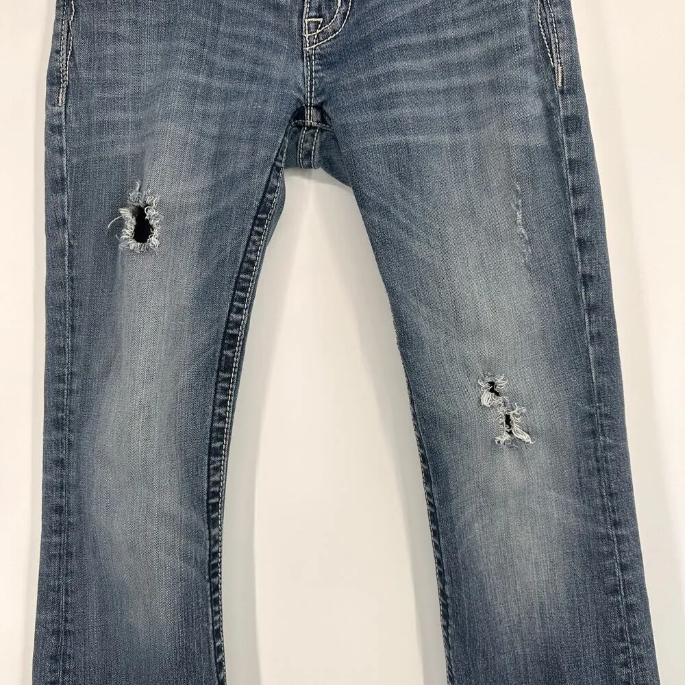 Miss Me Distressed Jeweled Cross Stretch Denim Bootcut Jeans Size 28 - Image 3