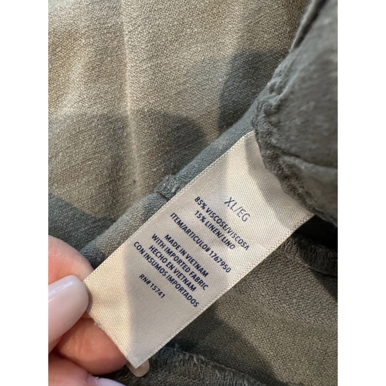 Splendid Women Olive Green Cropped Linen Blend Jogger Pants XL Casual Comfy - Image 4