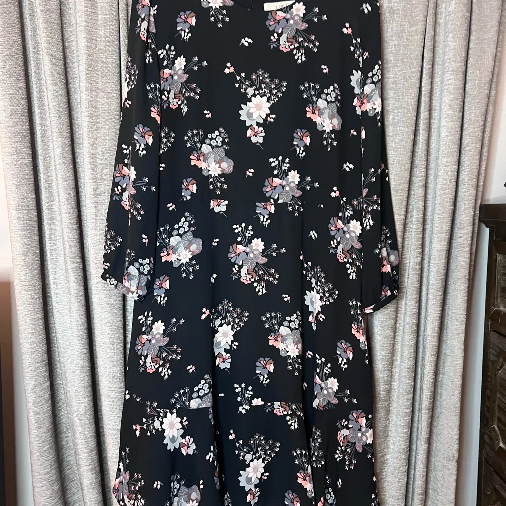 LOFT Wildflower Flounce Long Sleeve Floral Dress in Size 16 - Image 3