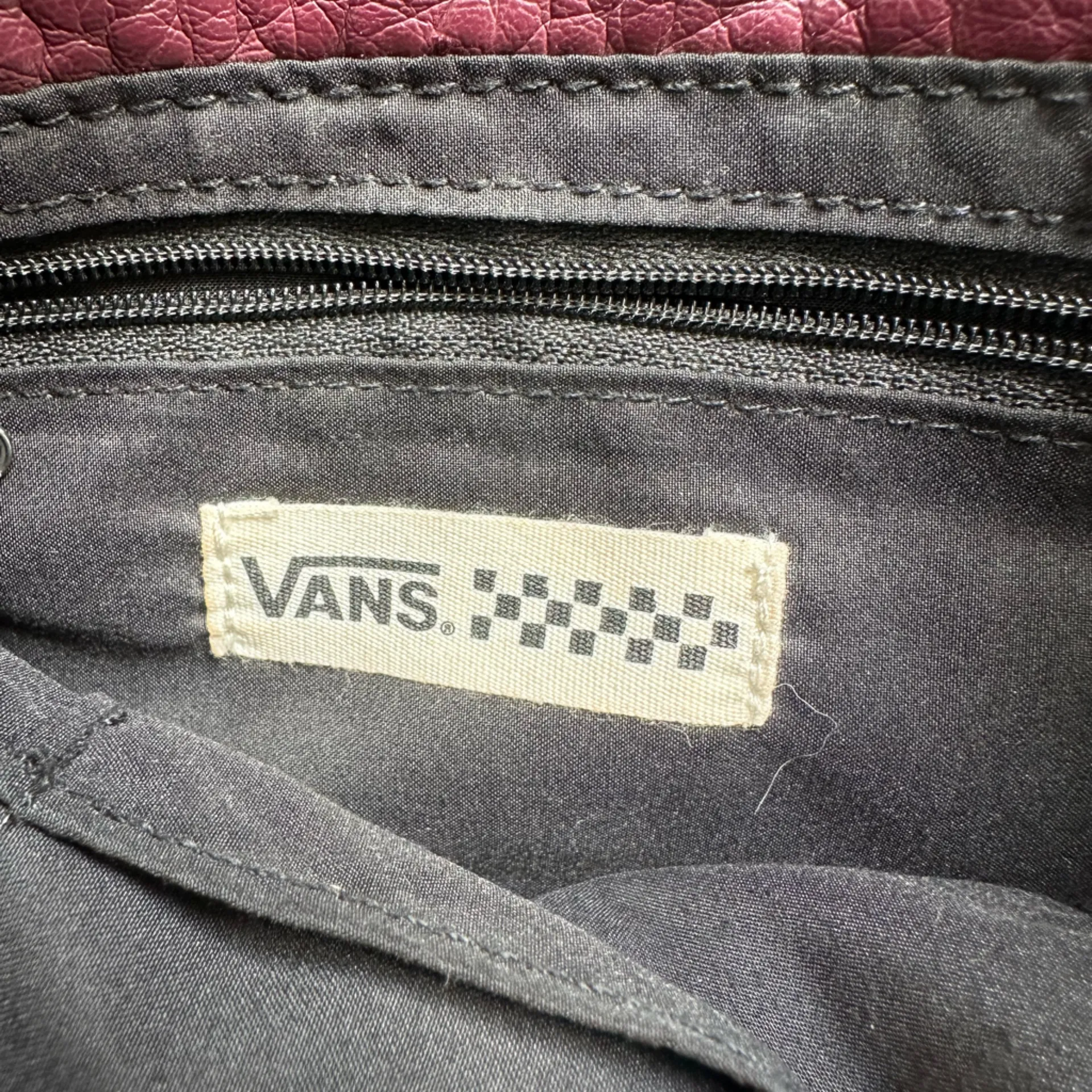 Vans Off The Wall Y2K Quilted Burgundy Vegan Faux Leather Studded Crossbody Bag - Image 9