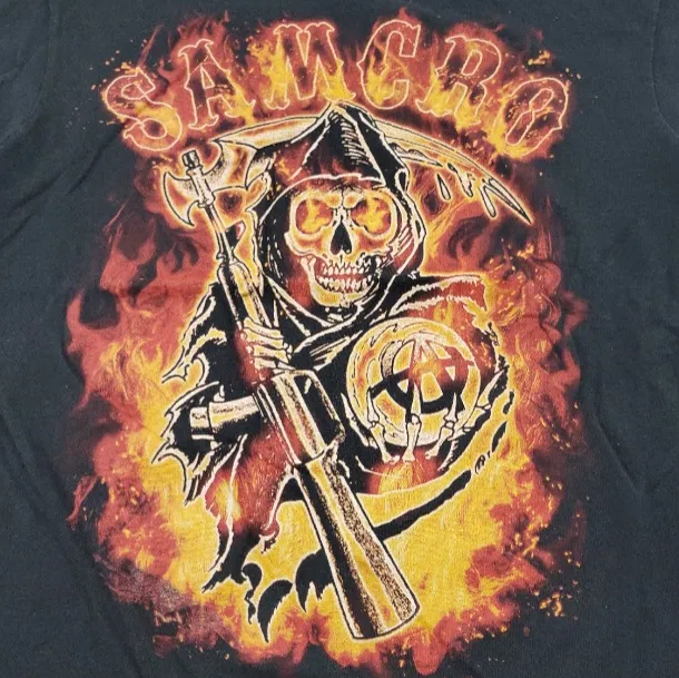 Shirt Size Medium Samcro Flaming Grim Reaper Graphic Print Shirt Unisex T-shirt - Image 4