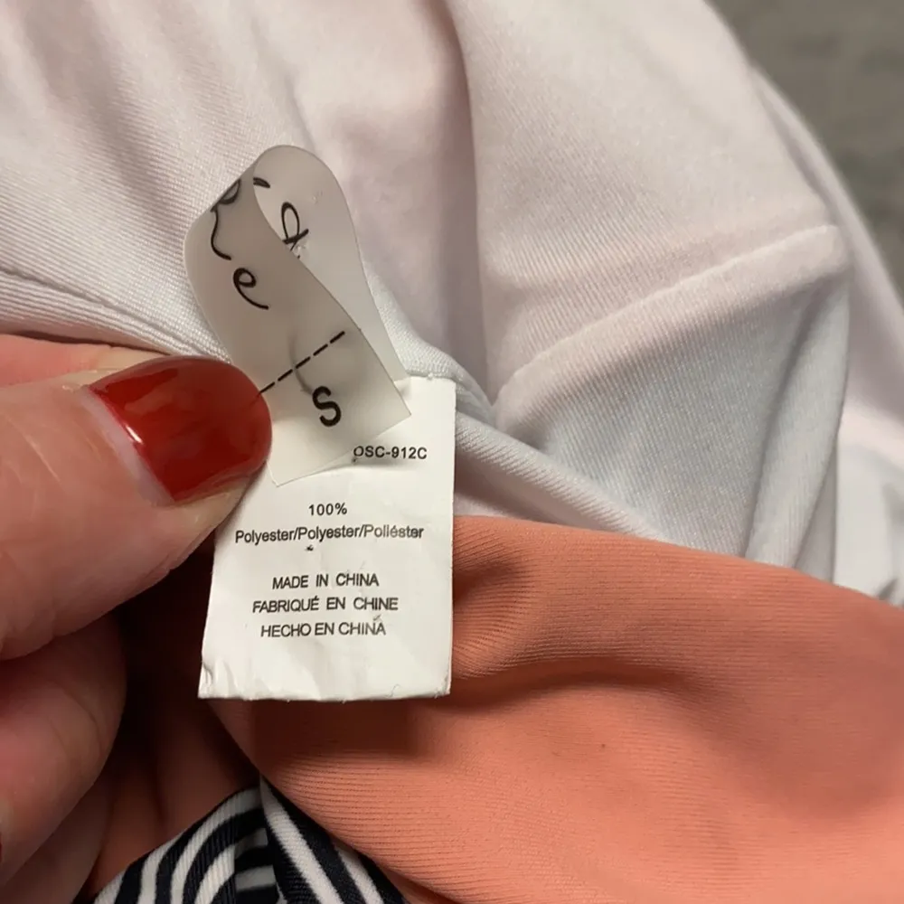 Cupshe Swimsuit Peach Striped Halter Plunge One Piece S Small - Image 5