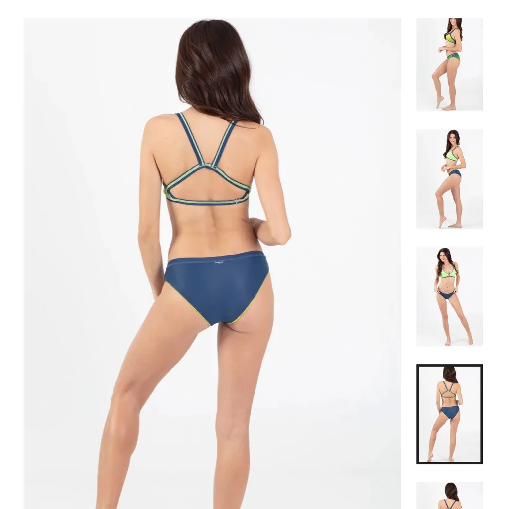 WAVE LIFE Small Reversible mahi mahi triangle bikini top racerback and bottom Green - Image 5