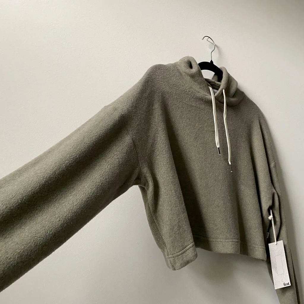 FEAT BlanketBlend Cropped Hoodie in Dark Olive Sage Green - Image 3