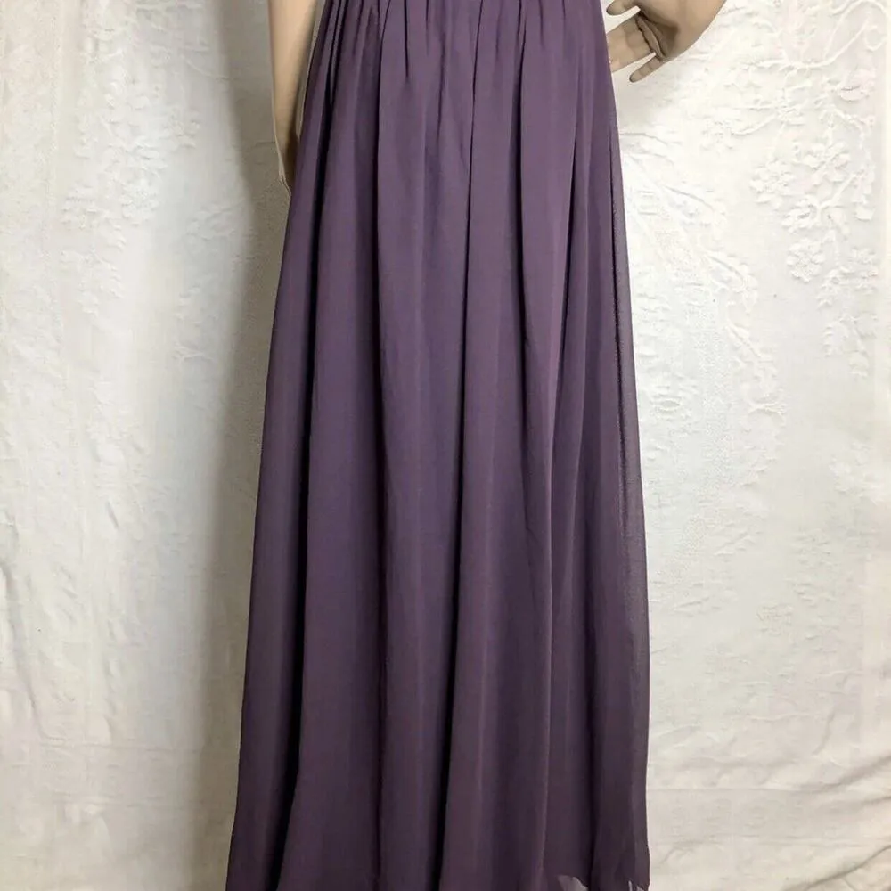 David's Bridal Purple Beaded Open Back Maxi Dress - Image 5