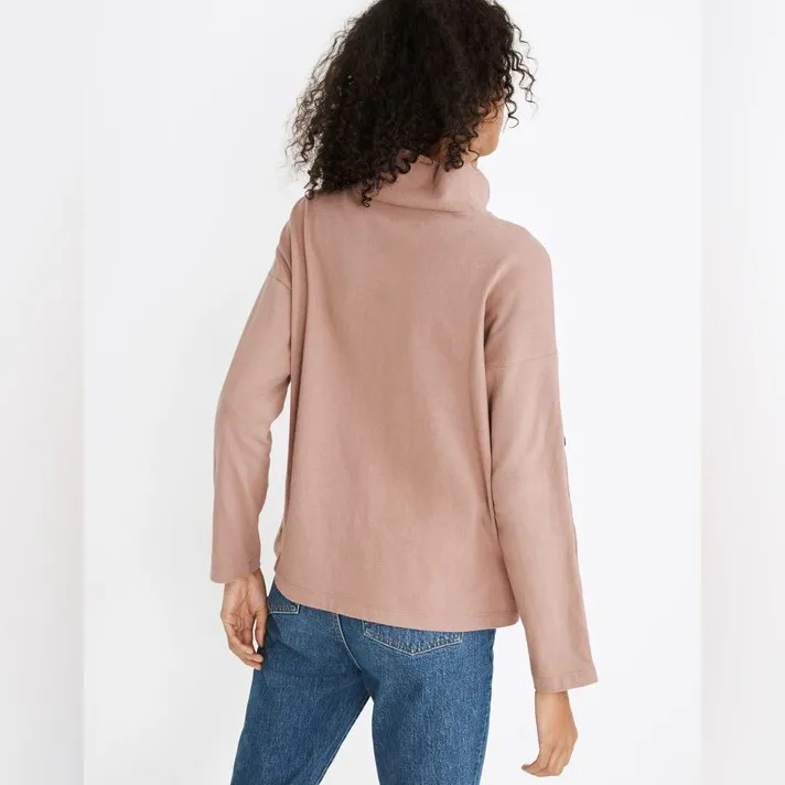 Madewell Mauve Button Sleeve Relaxed Fit Baggy Turtleneck Organic Cotton Top M - Image 3