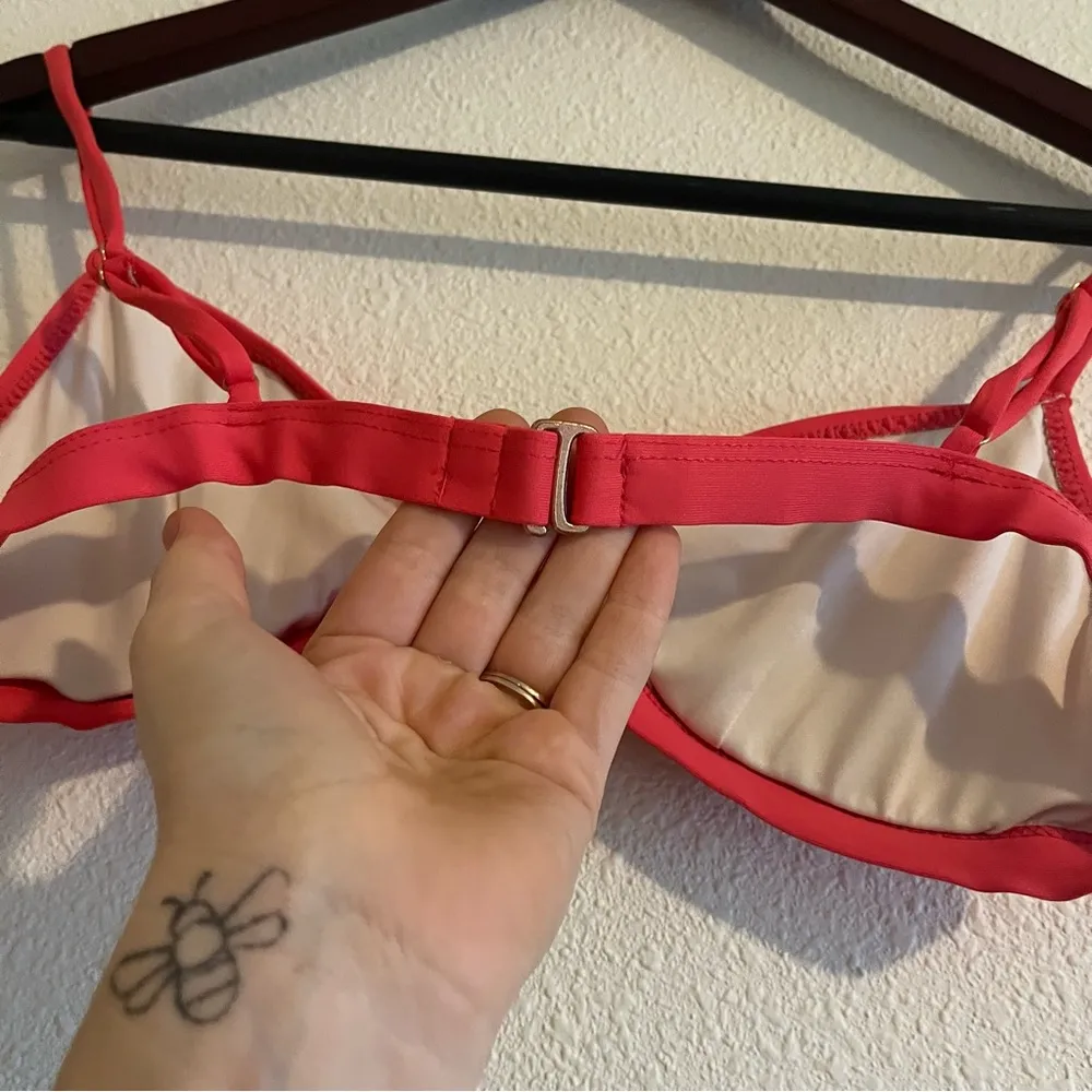 NWT Eberjey SO SOLID TAYLOR Bikini Top in Hibis (Orange/ Coral) Size Large - Image 6