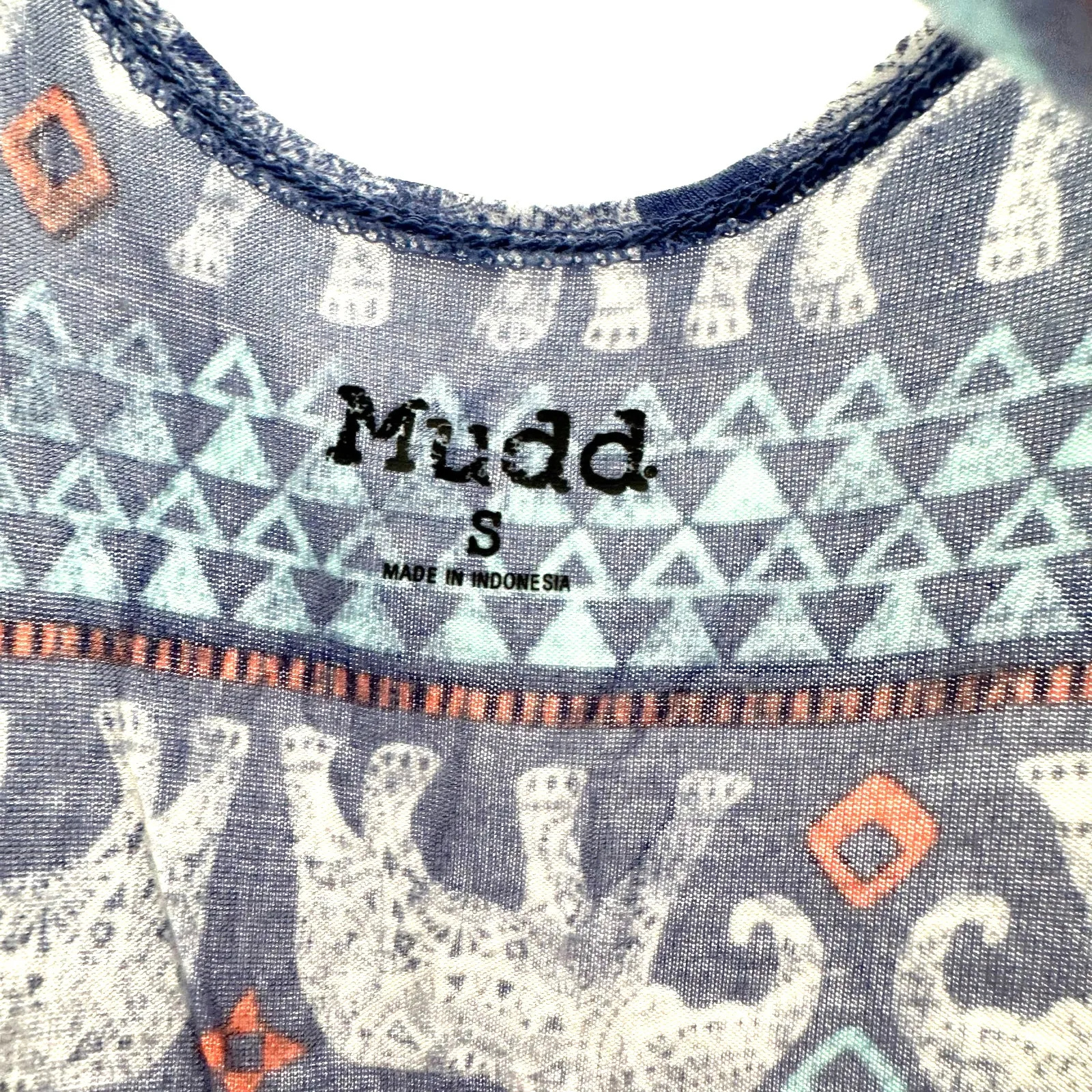 Mudd‎ Size Small Flowy Sleeveless Tank Top Elephant Print Low Back Shirt Blouse - Image 3