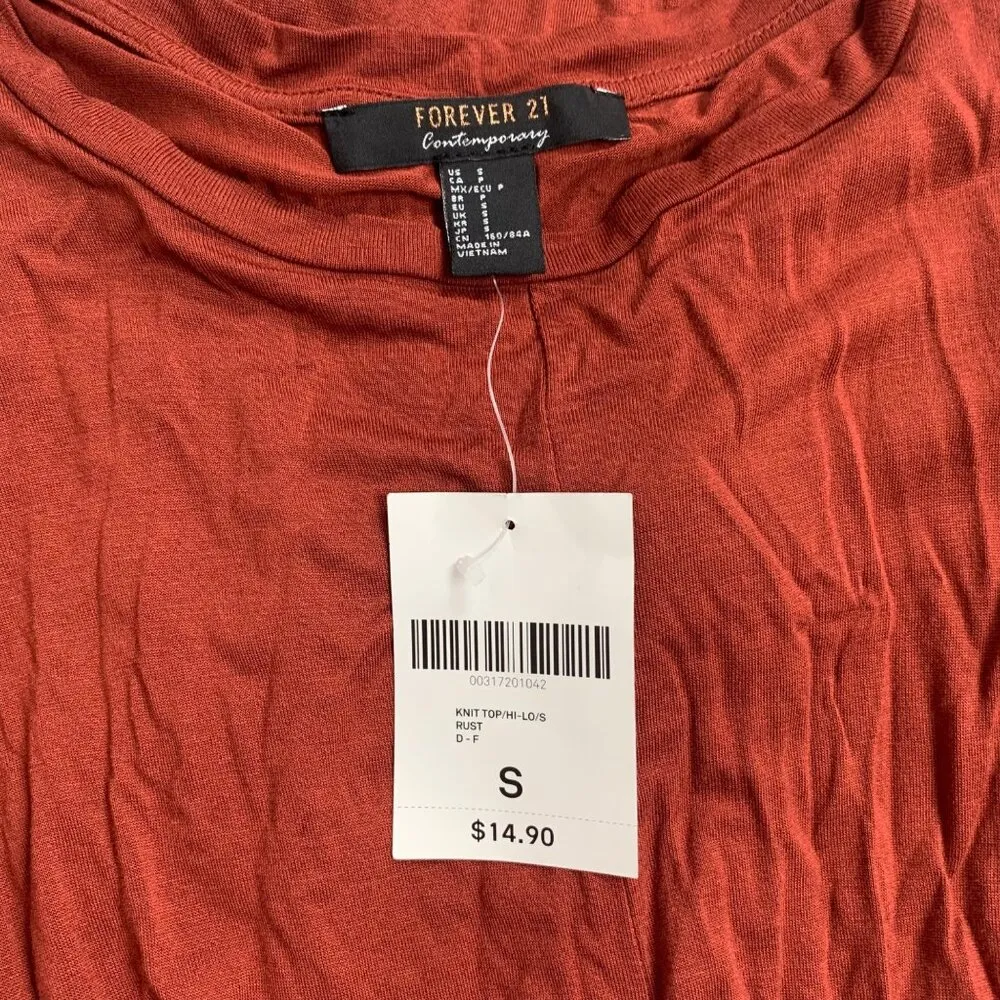 Forever 21 Womens Rust Knot-Front High-Low Tunic Top Size S Rayon - Image 4