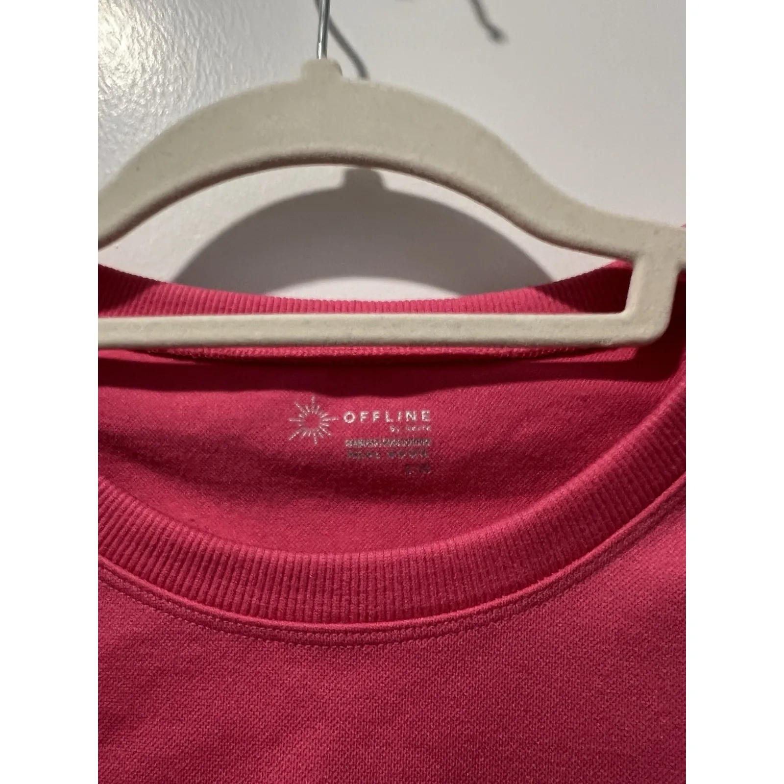 Aerie Offline Sidewalk Seamless Cropped‎ T-Shirt Pink Size Large - Image 3