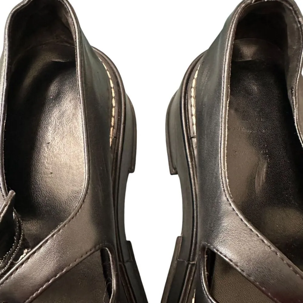 Charles & Keith Leather Mary Jane Platform Women's 37/7 Black Double Strap - Image 6