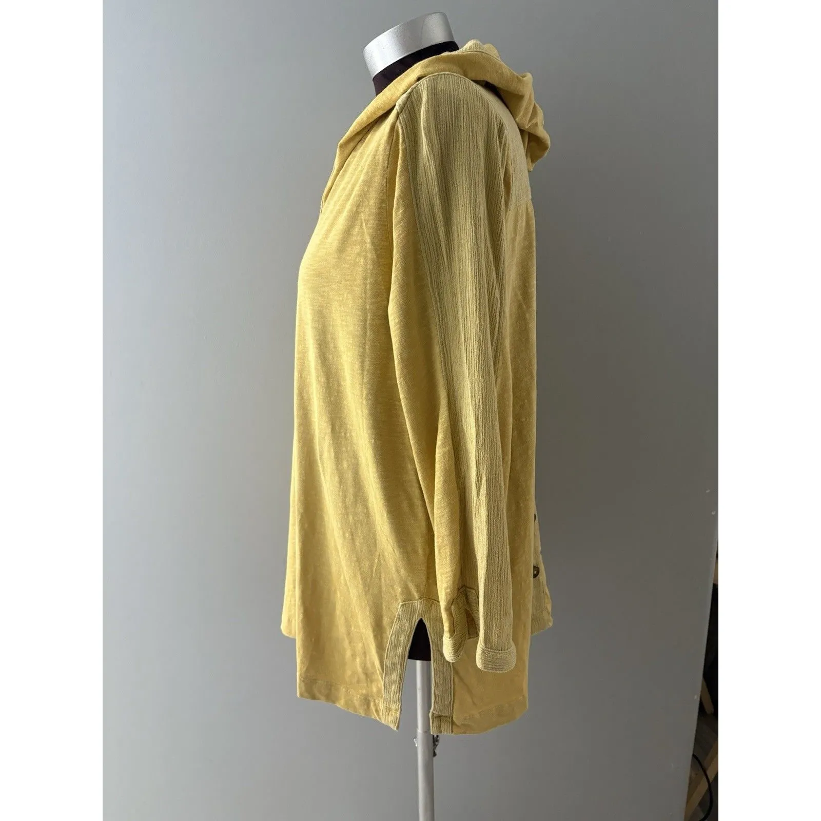 Soft Surroundings Hoodie Tunic Size L Heather Yellow Pullover Light Sustainable - Image 5