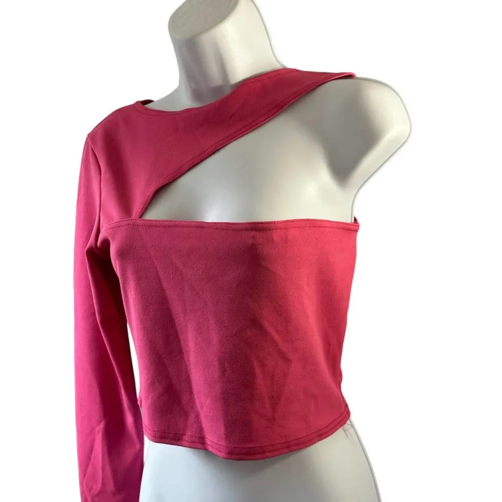 Princess Polly Pink One Shoulder Cut Out Crop Top Size 12 NEW - Image 5