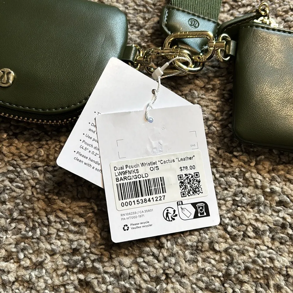 Lululemon Dual Pouch Wristlet “Cactus” Leather NWT - Image 3