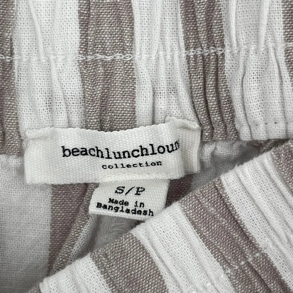 BEACHLUNCHLOUNGE Shorts Size Small Leia Linen Cotton Blend Stripe Ruffle Pull On - Image 4