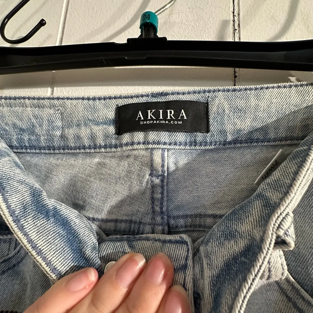 AKIRA Rhinestone Smiley Face Light Blue Jeans - Image 4