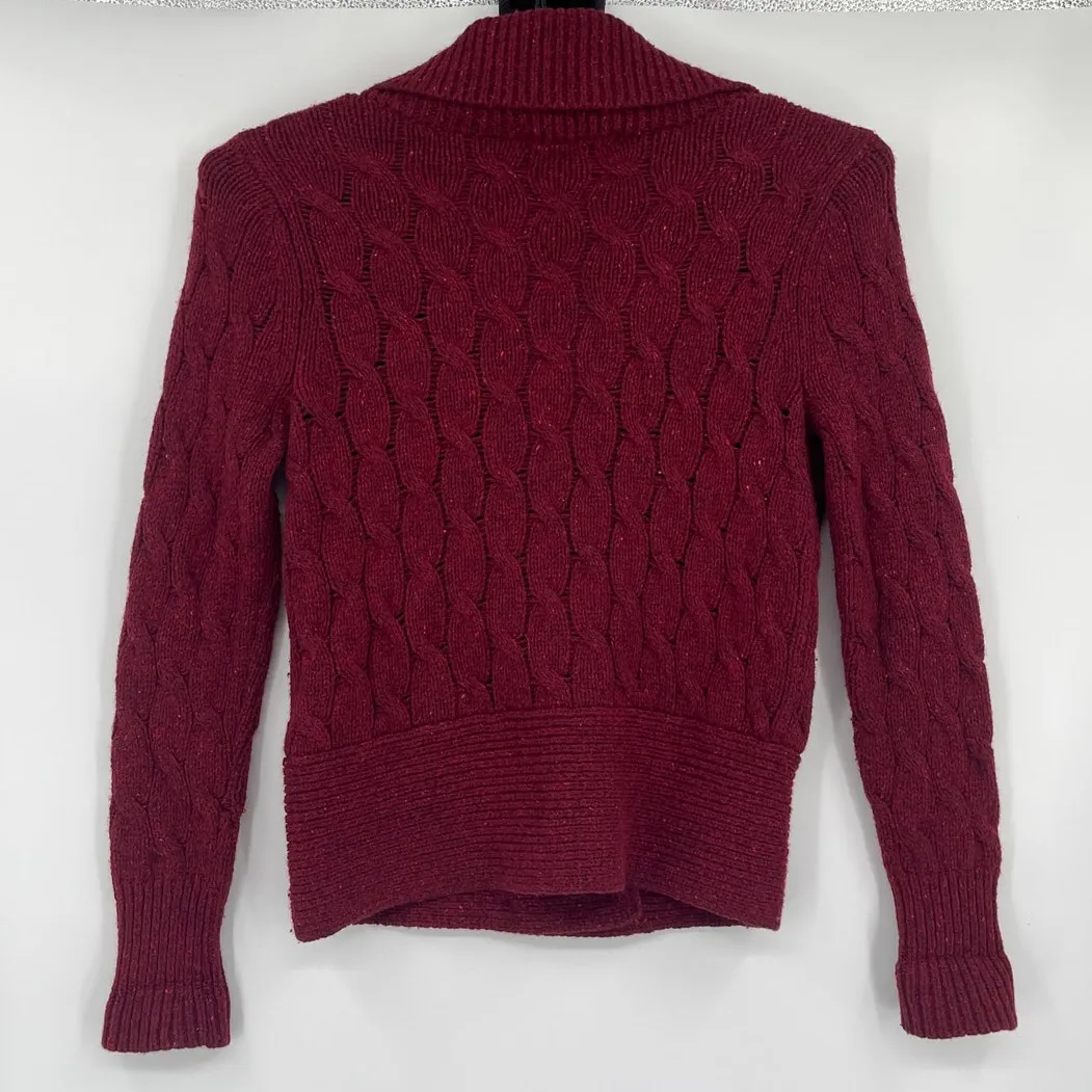 Eddie Bauer Cable Knit Angora Blend Cardigan Womens Sweater Sz SP Preppy Cottage - Image 5