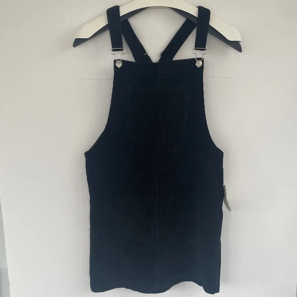 Altar'd State Black Pinafore Mini Dress Black Corduroy Overalls Medium Cotton - Image 3