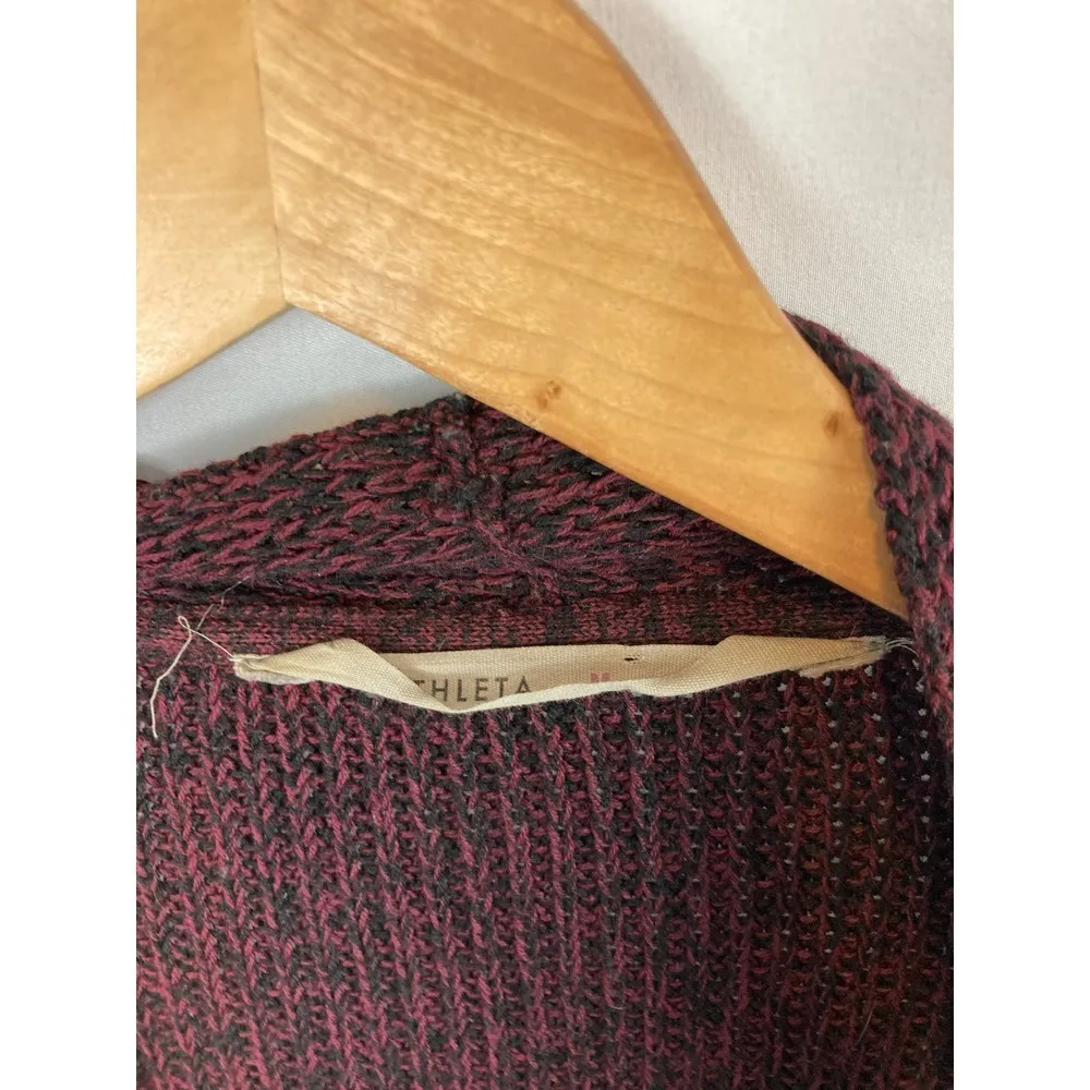 Athleta Chevron Shaker Stitch Wrap, Bell Burgundy Size Medium - Image 4